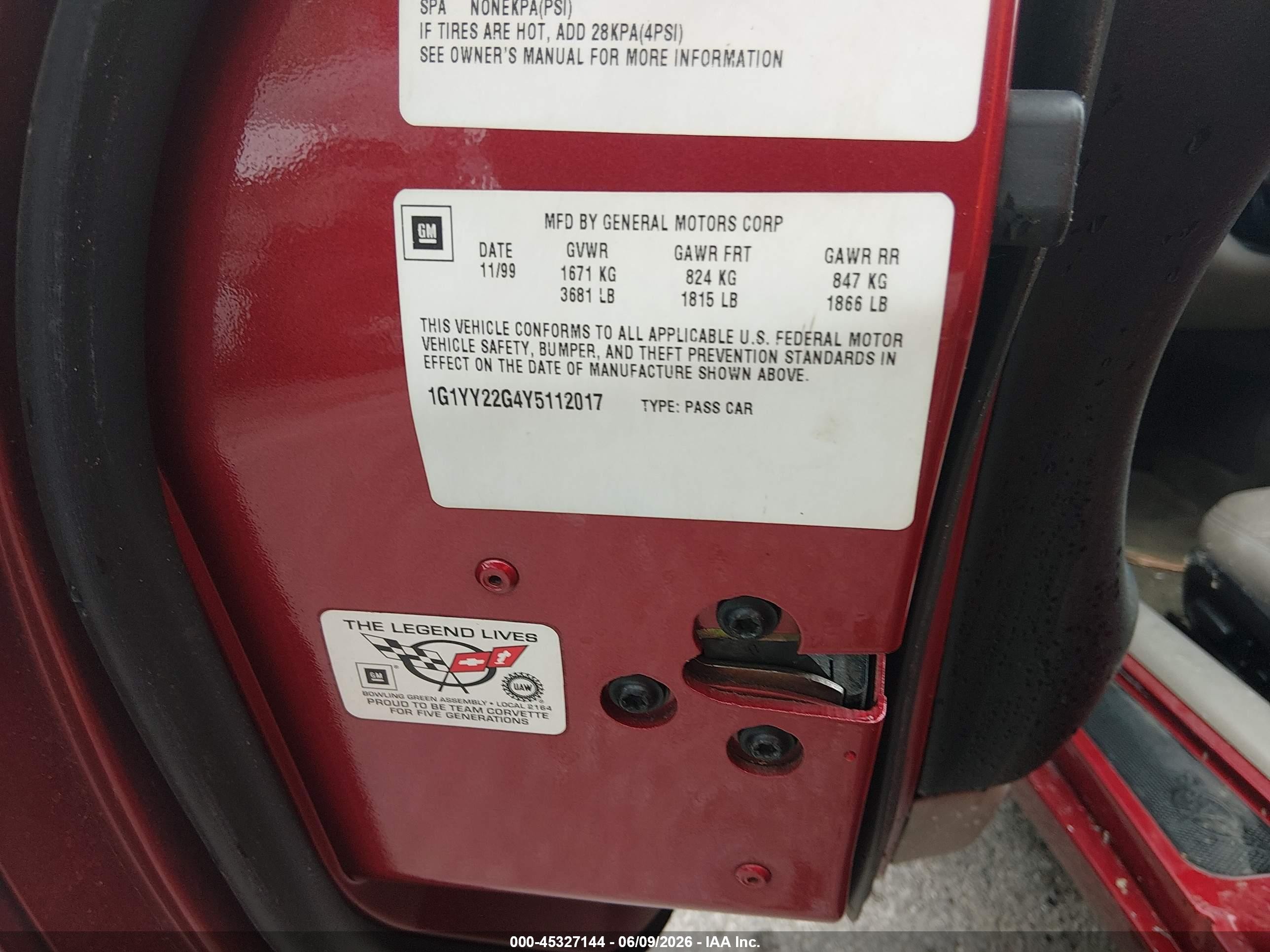 2000 Chevrolet Corvette   Red vin: 1G1YY22G4Y5112017