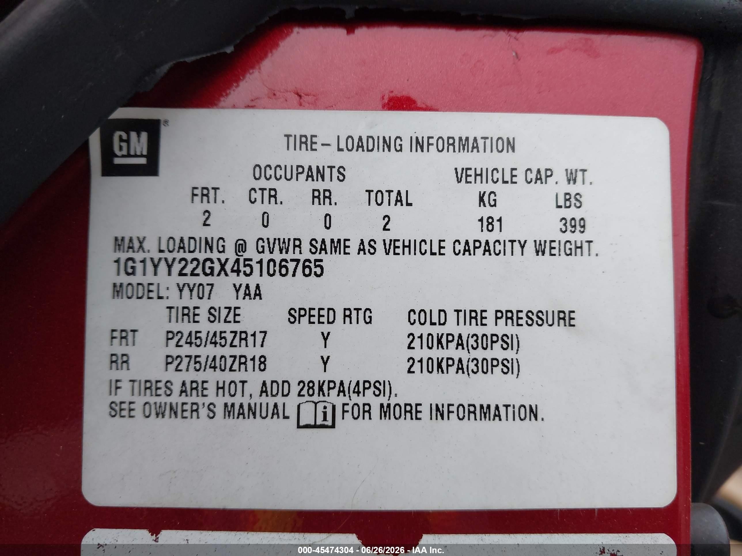 2004 Chevrolet Corvette   Красный vin: 1G1YY22GX45106765