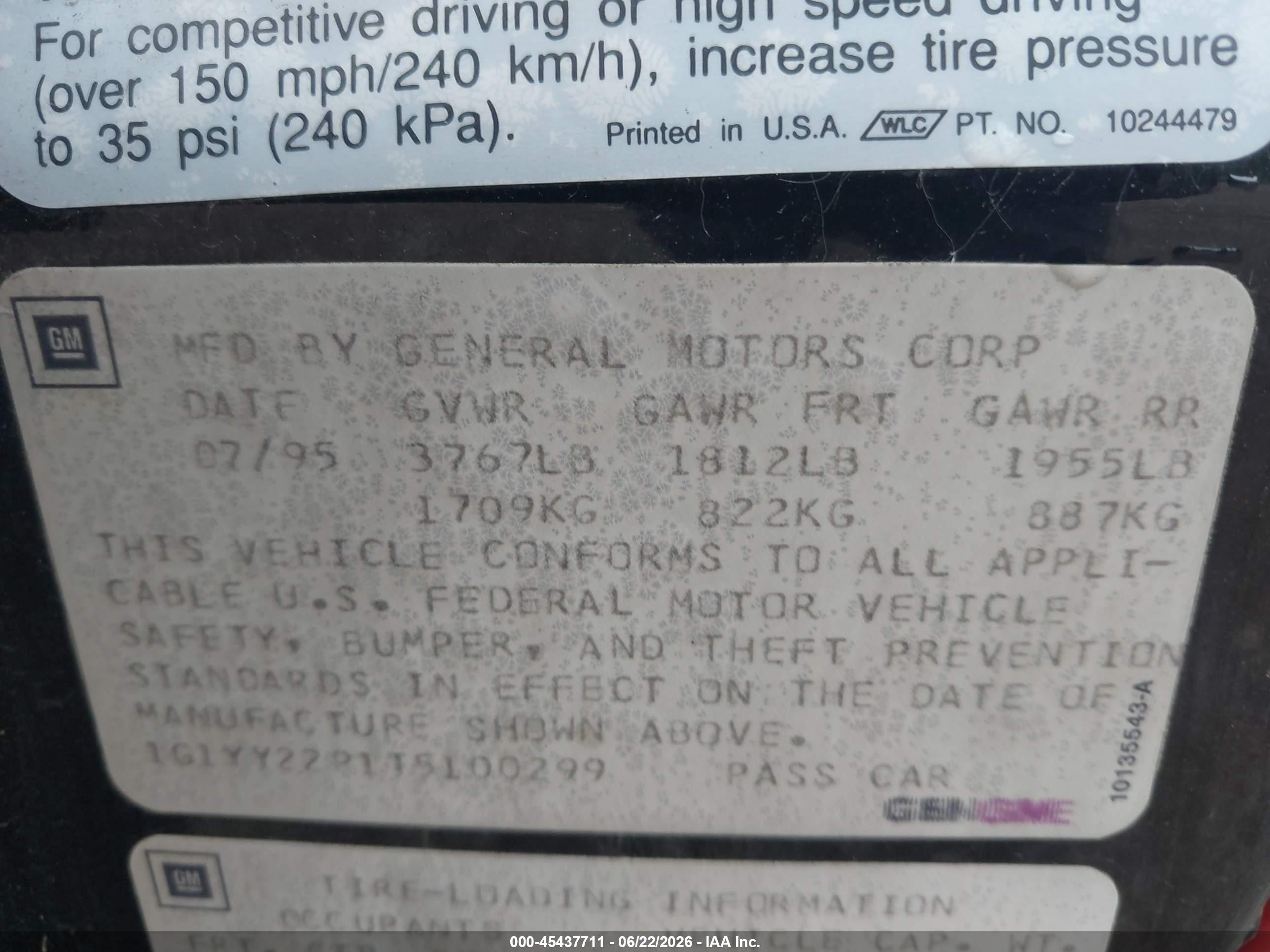 1996 Chevrolet Corvette Черный vin: 1G1YY22P1T5100299