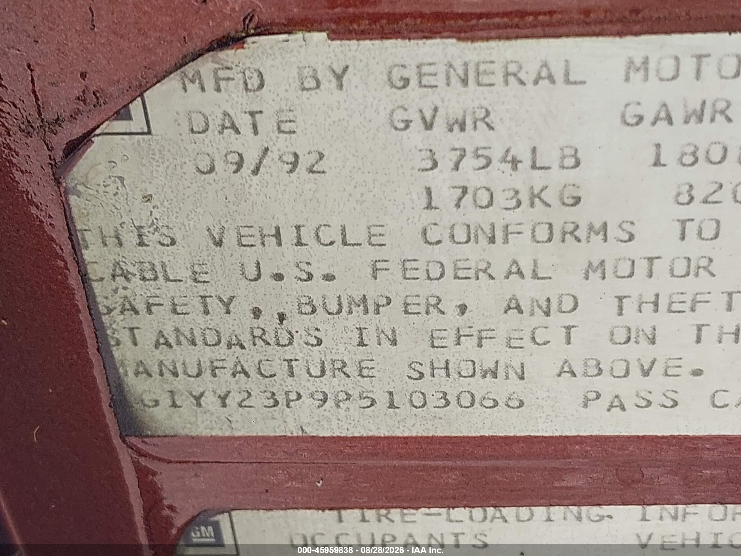 1993 Chevrolet Corvette   Brown vin: 1G1YY23P9P5103066