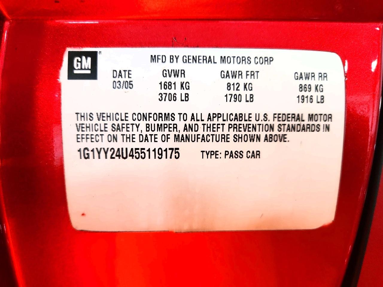 2005 Chevrolet Corvette Темно-бордовый vin: 1G1YY24U455119175
