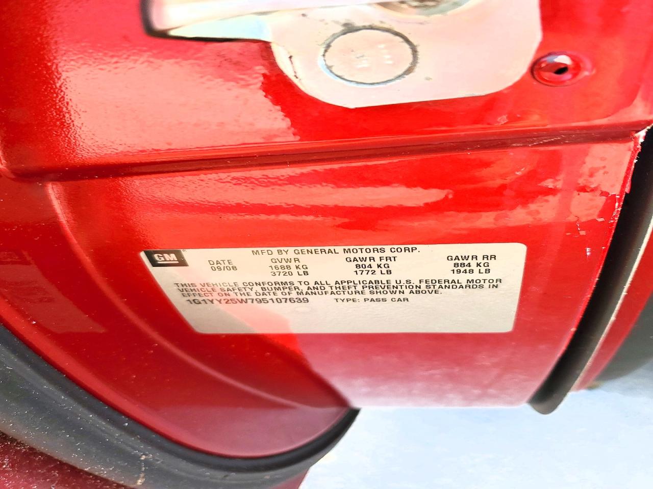 2009 Chevrolet Corvette Red vin: 1G1YY25W795107639