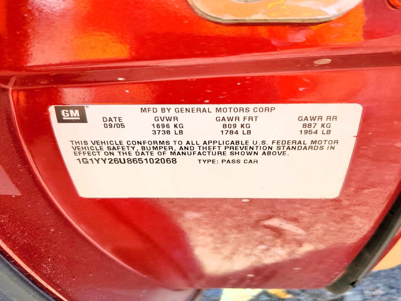 2006 Chevrolet Corvette Maroon vin: 1G1YY26U865102068