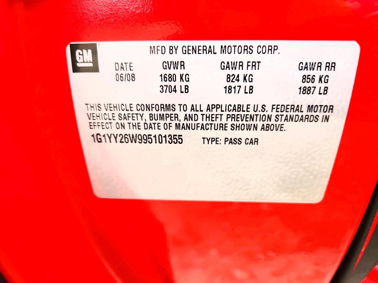 2009 Chevrolet Corvette Red vin: 1G1YY26W995101355