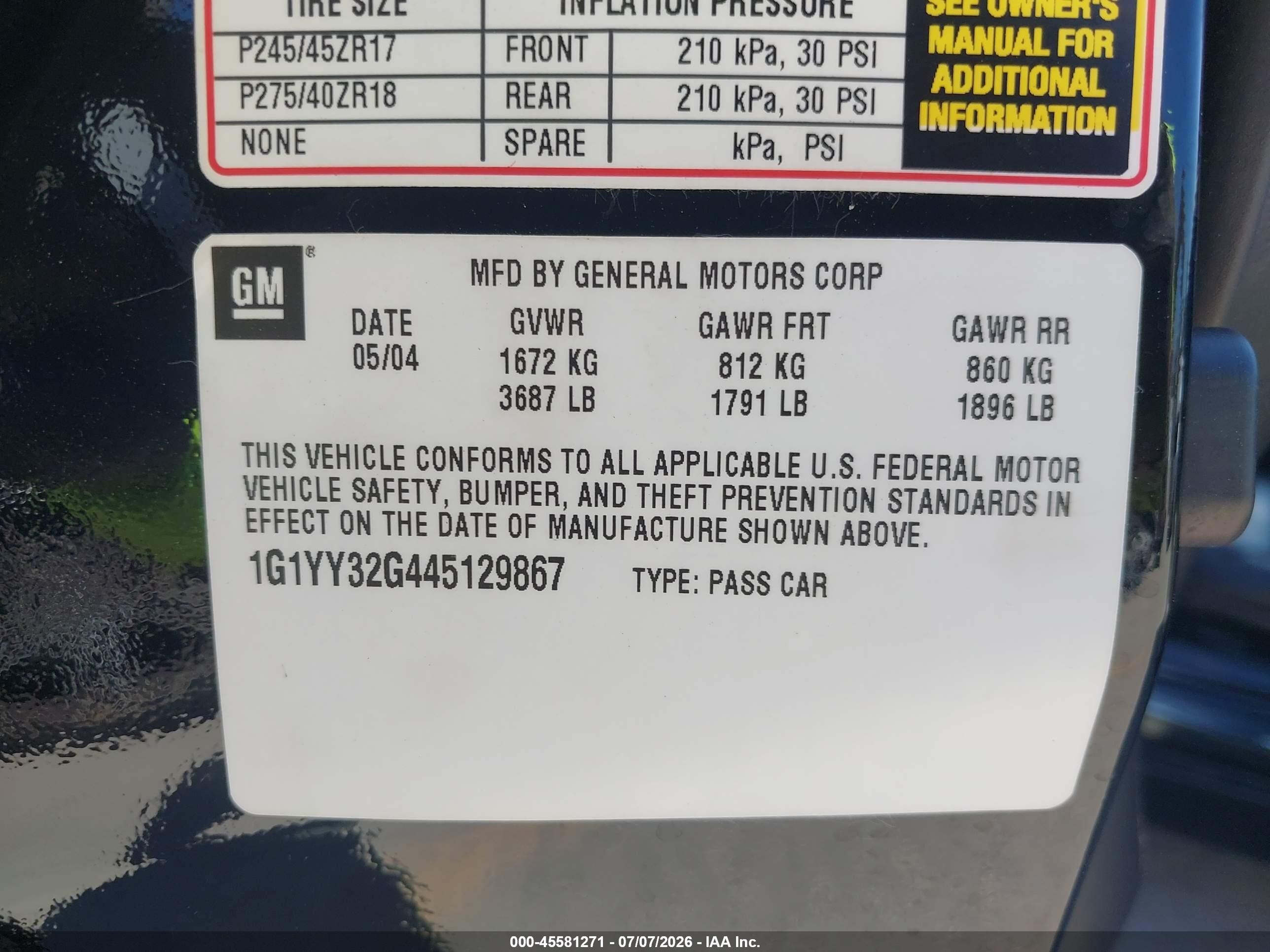 2004 Chevrolet Corvette   Black vin: 1G1YY32G445129867