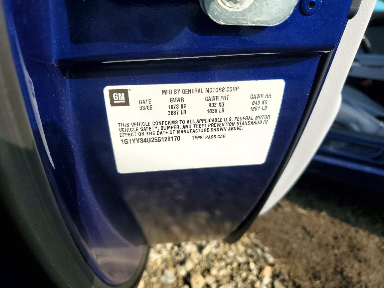2005 Chevrolet Corvette Blue vin: 1G1YY34U255120170