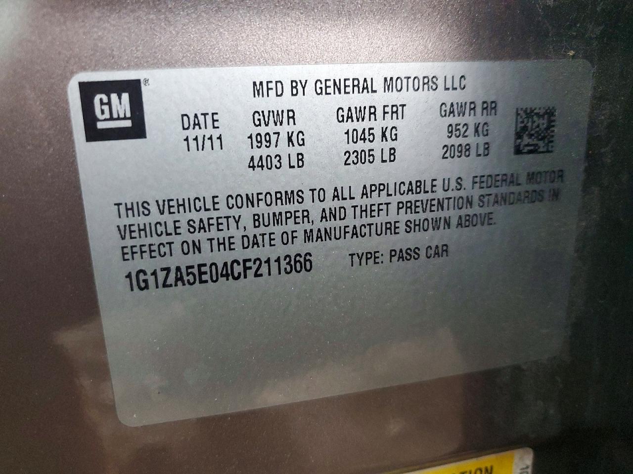 2012 Chevrolet Malibu Ls Tan vin: 1G1ZA5E04CF211366