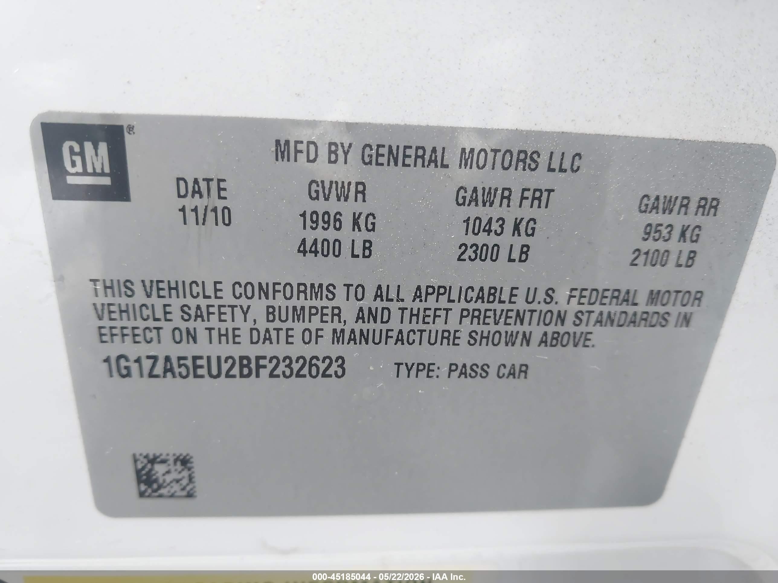2011 Chevrolet Malibu Ls White vin: 1G1ZA5EU2BF232623