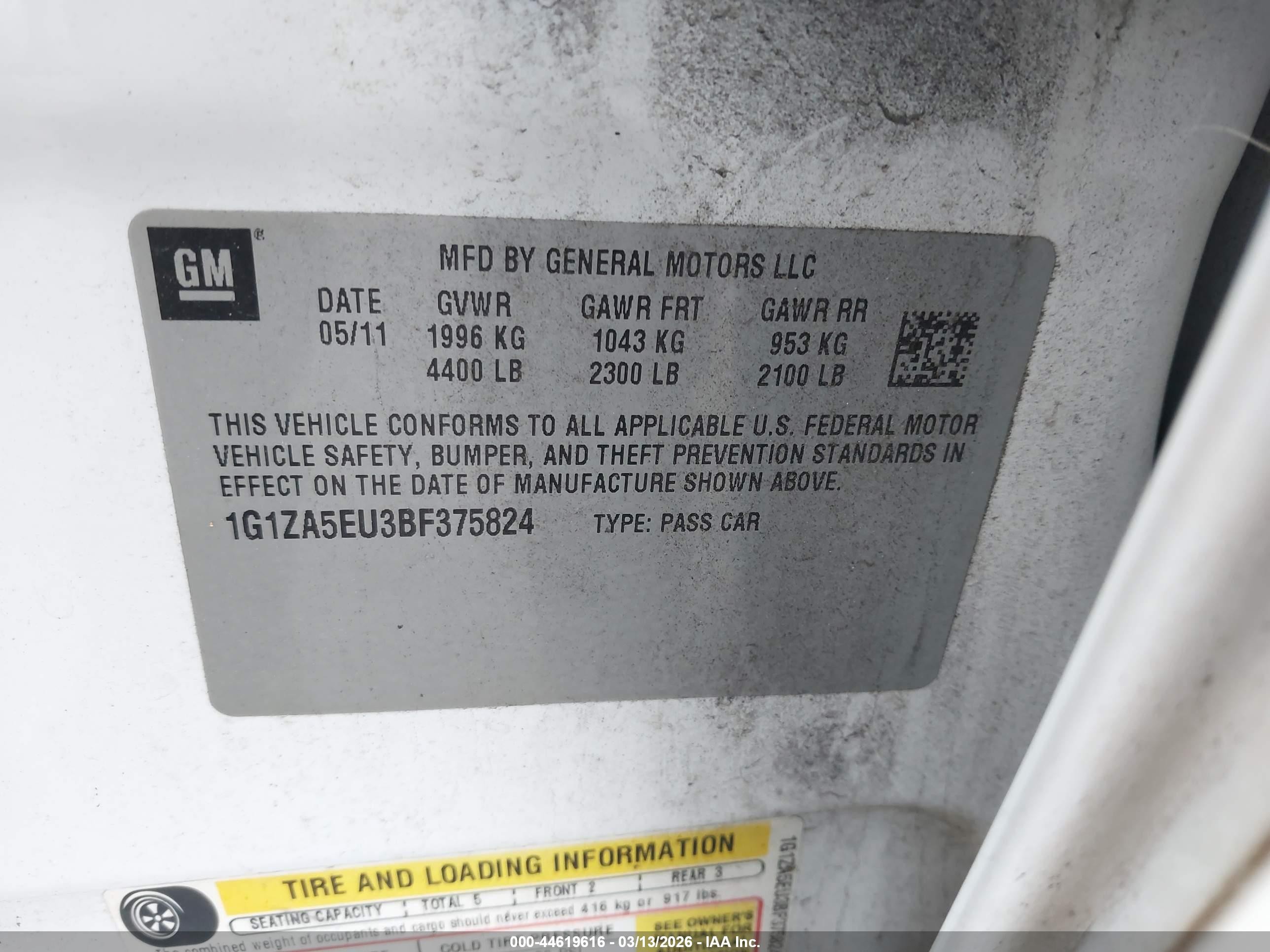 2011 Chevrolet Malibu Ls White vin: 1G1ZA5EU3BF375824