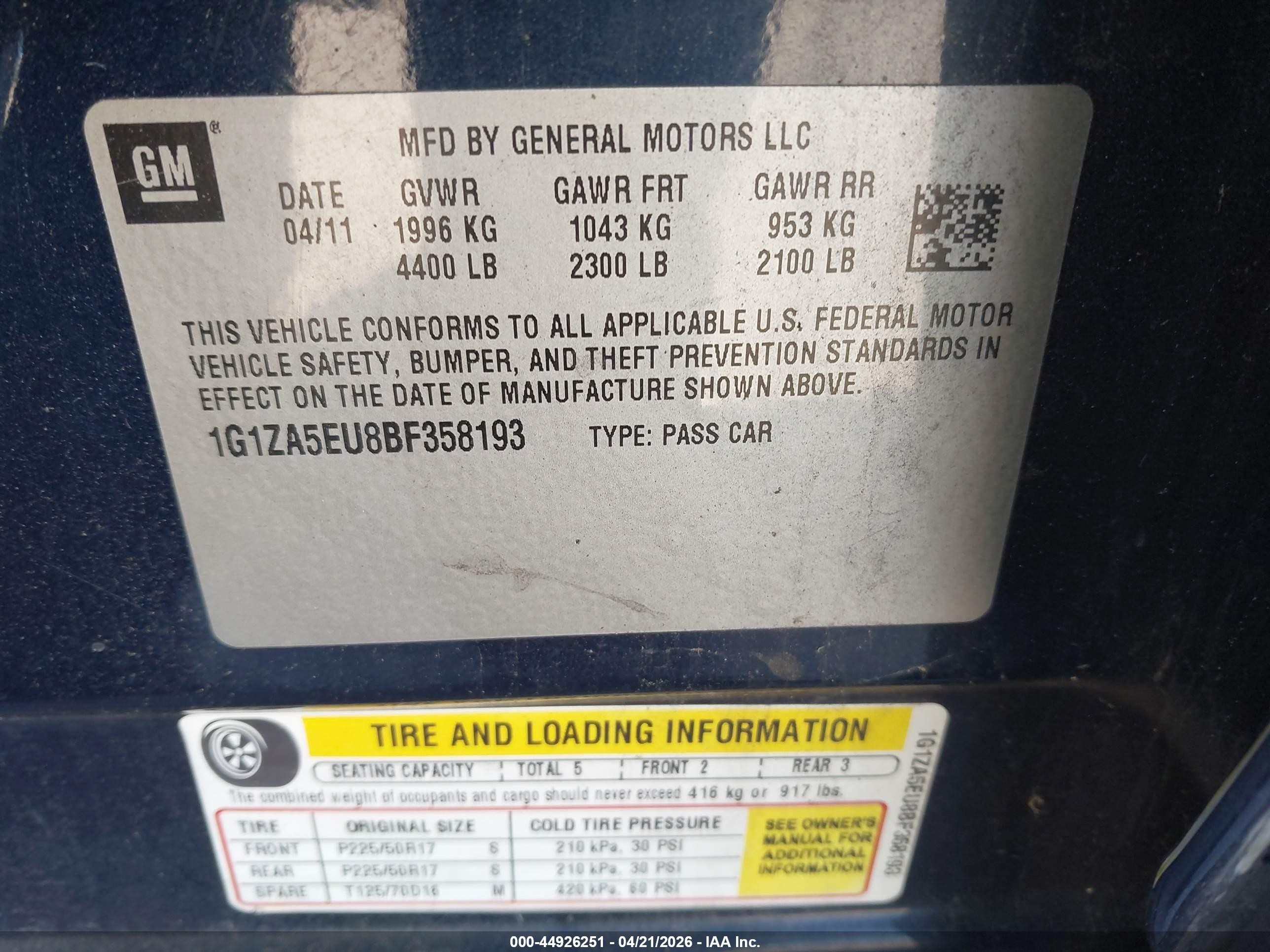 2011 Chevrolet Malibu Ls Blue vin: 1G1ZA5EU8BF358193