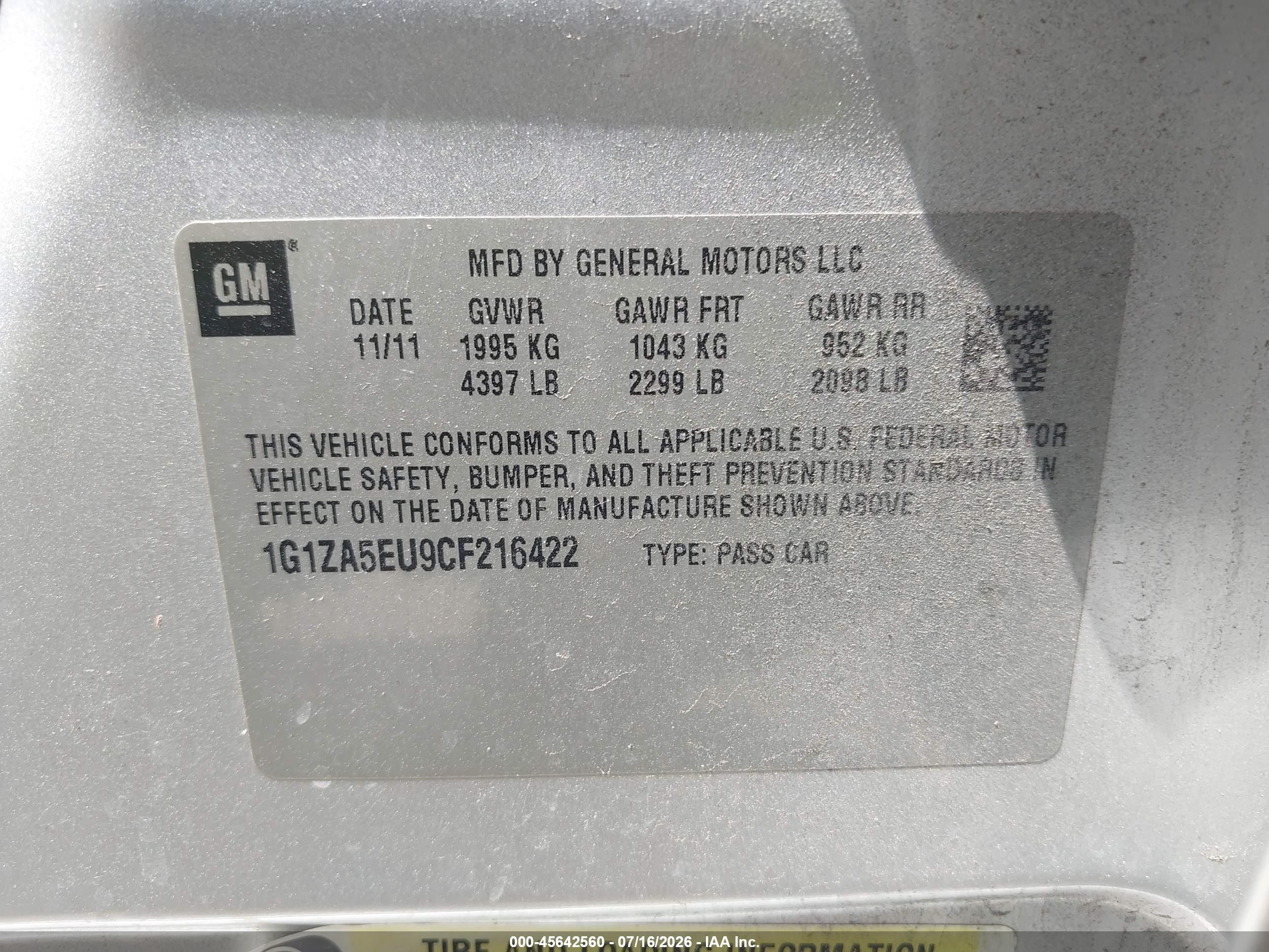 2012 Chevrolet Malibu Ls Silver vin: 1G1ZA5EU9CF216422