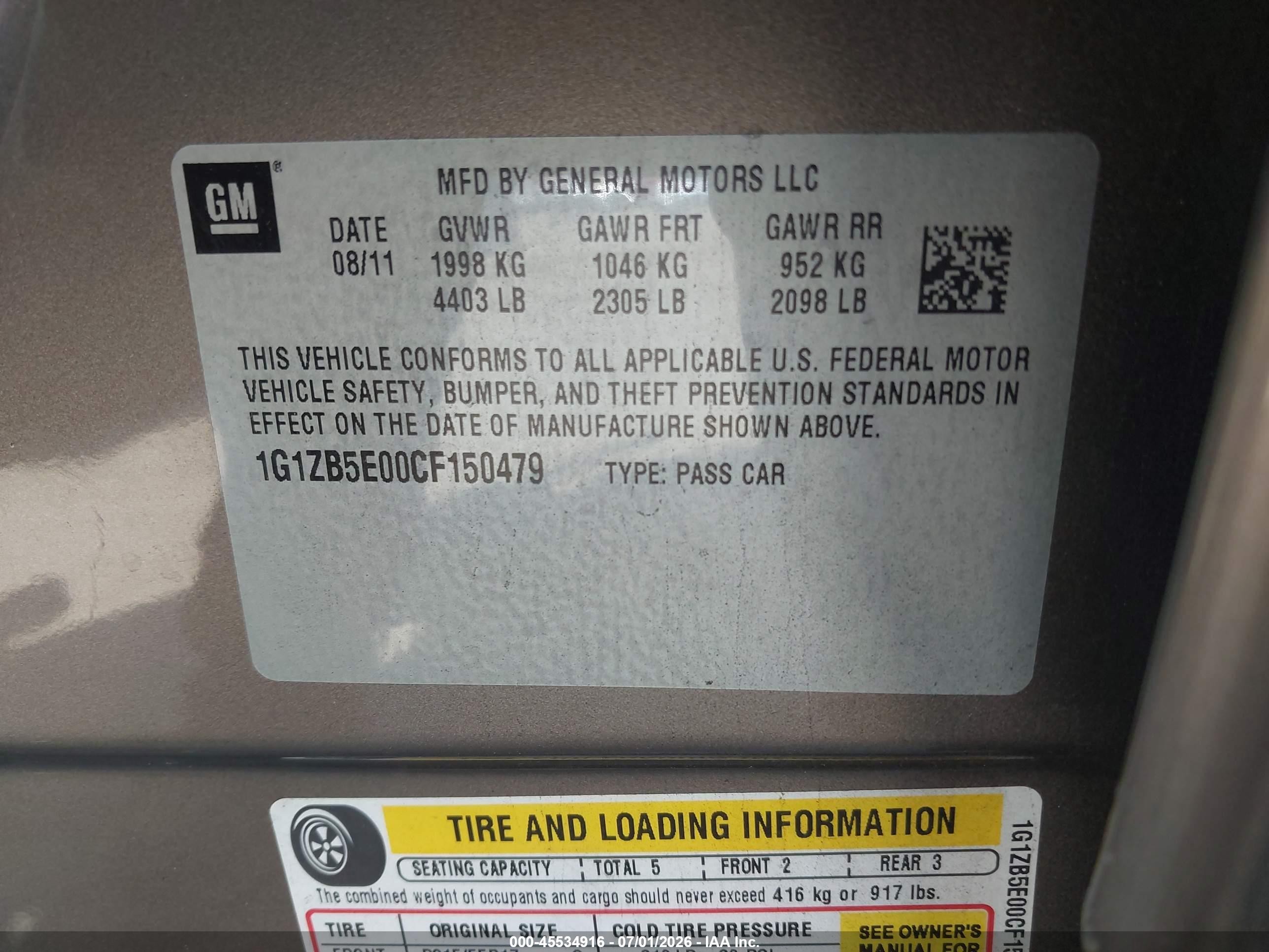 2012 Chevrolet Malibu Ls Brown vin: 1G1ZB5E00CF150479