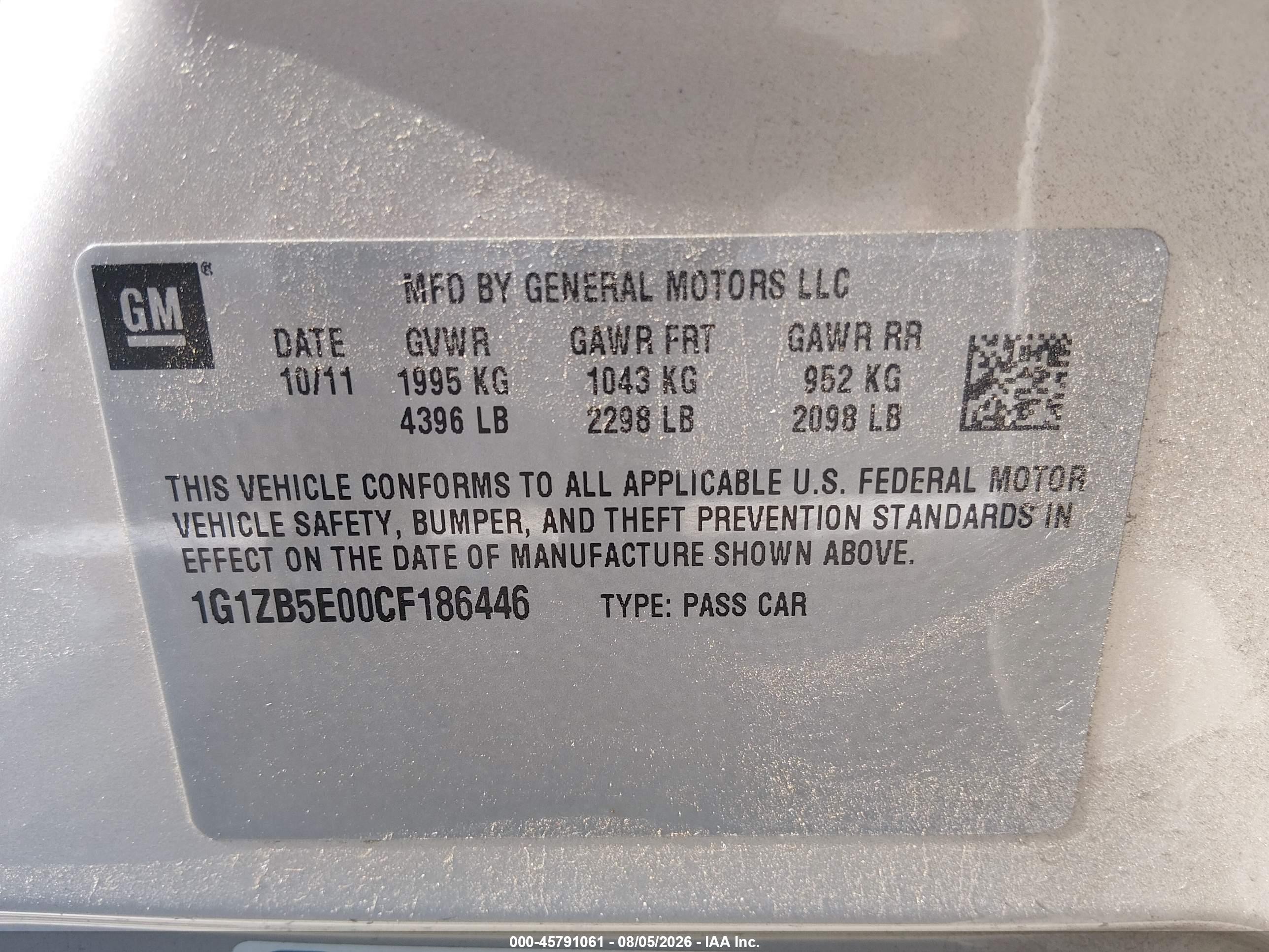 2012 Chevrolet Malibu Ls Gold vin: 1G1ZB5E00CF186446