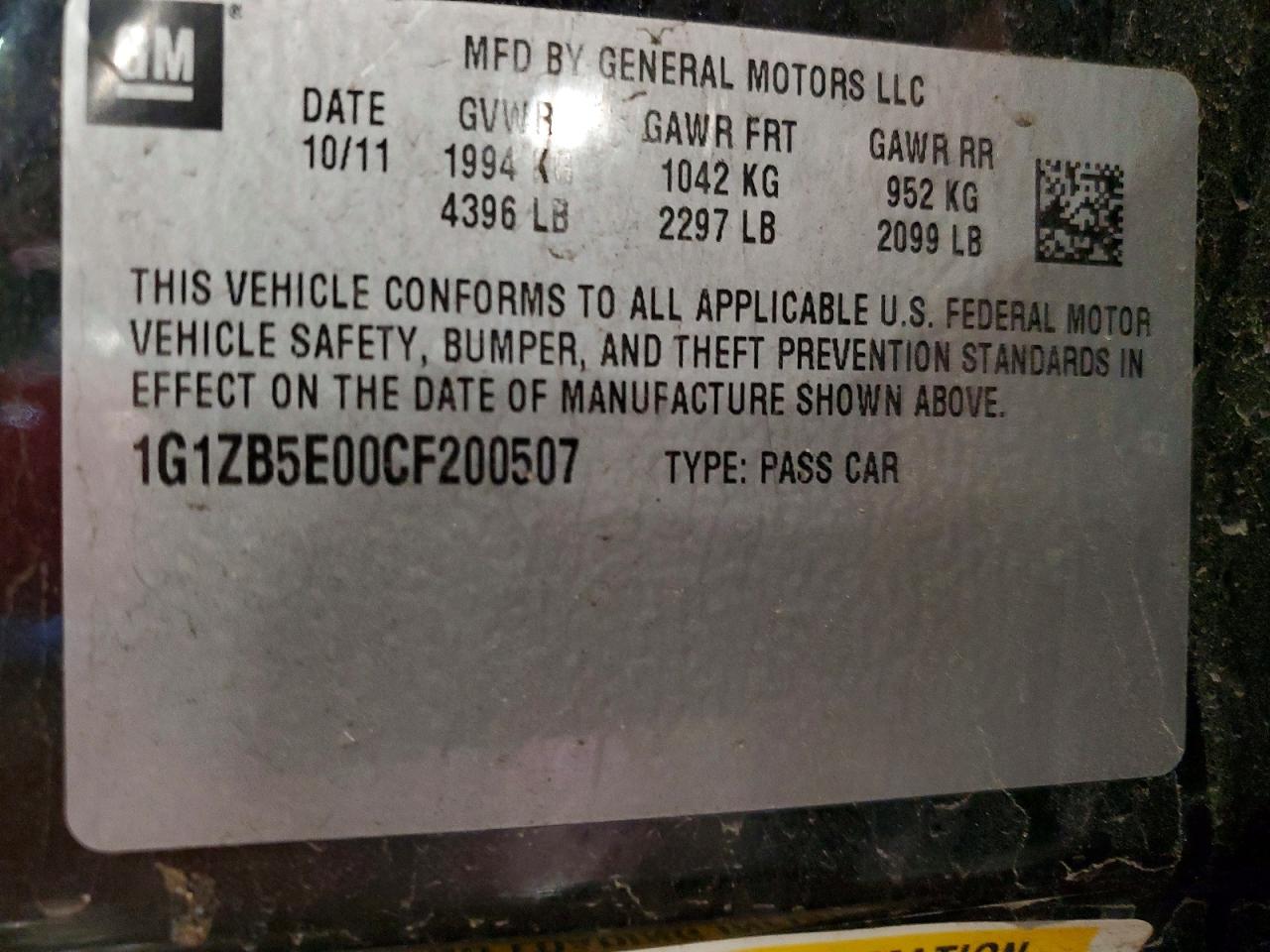 2012 Chevrolet Malibu Ls Черный vin: 1G1ZB5E00CF200507