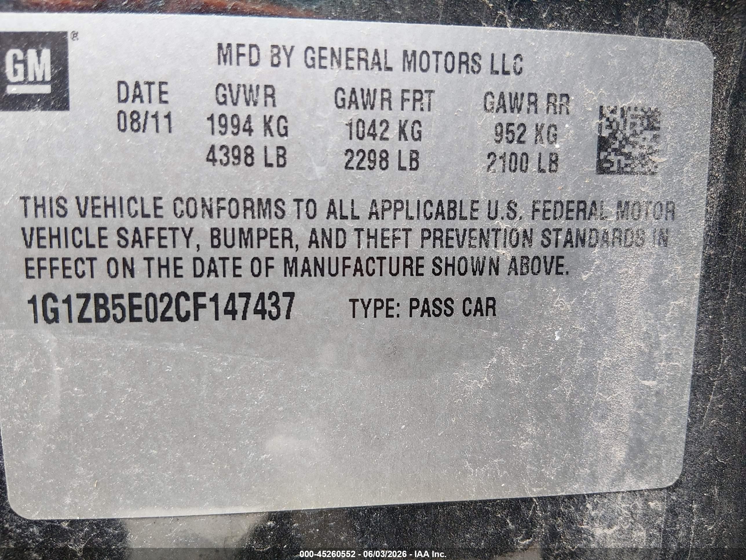 2012 Chevrolet Malibu Ls Black vin: 1G1ZB5E02CF147437