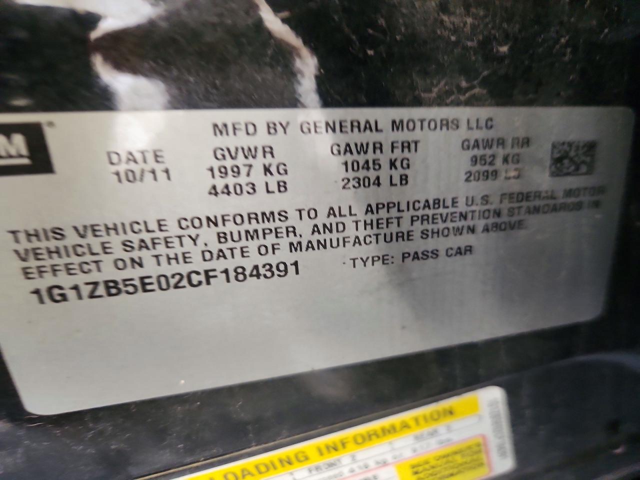 2012 Chevrolet Malibu Ls Black vin: 1G1ZB5E02CF184391