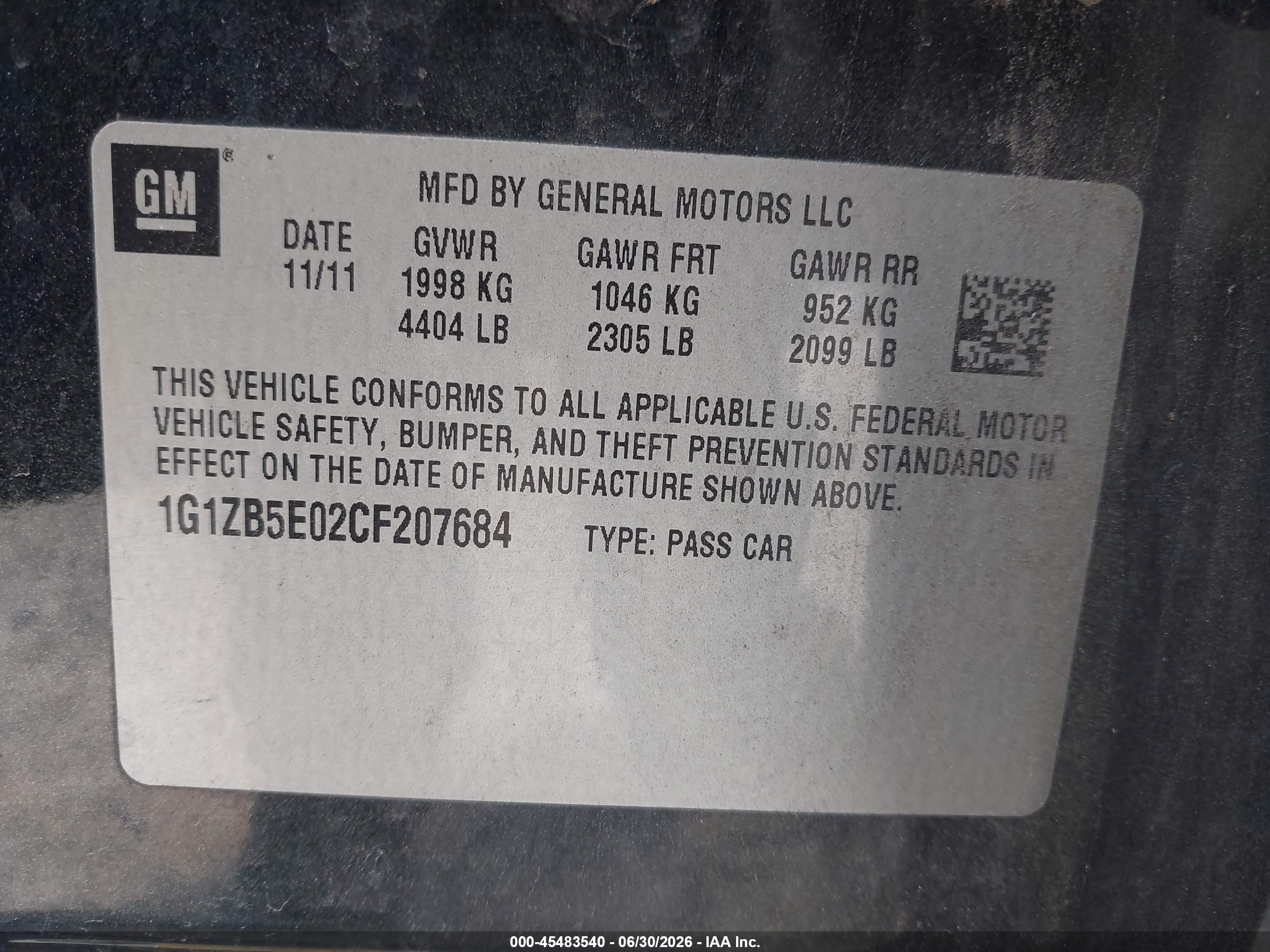 2012 Chevrolet Malibu Ls Черный vin: 1G1ZB5E02CF207684