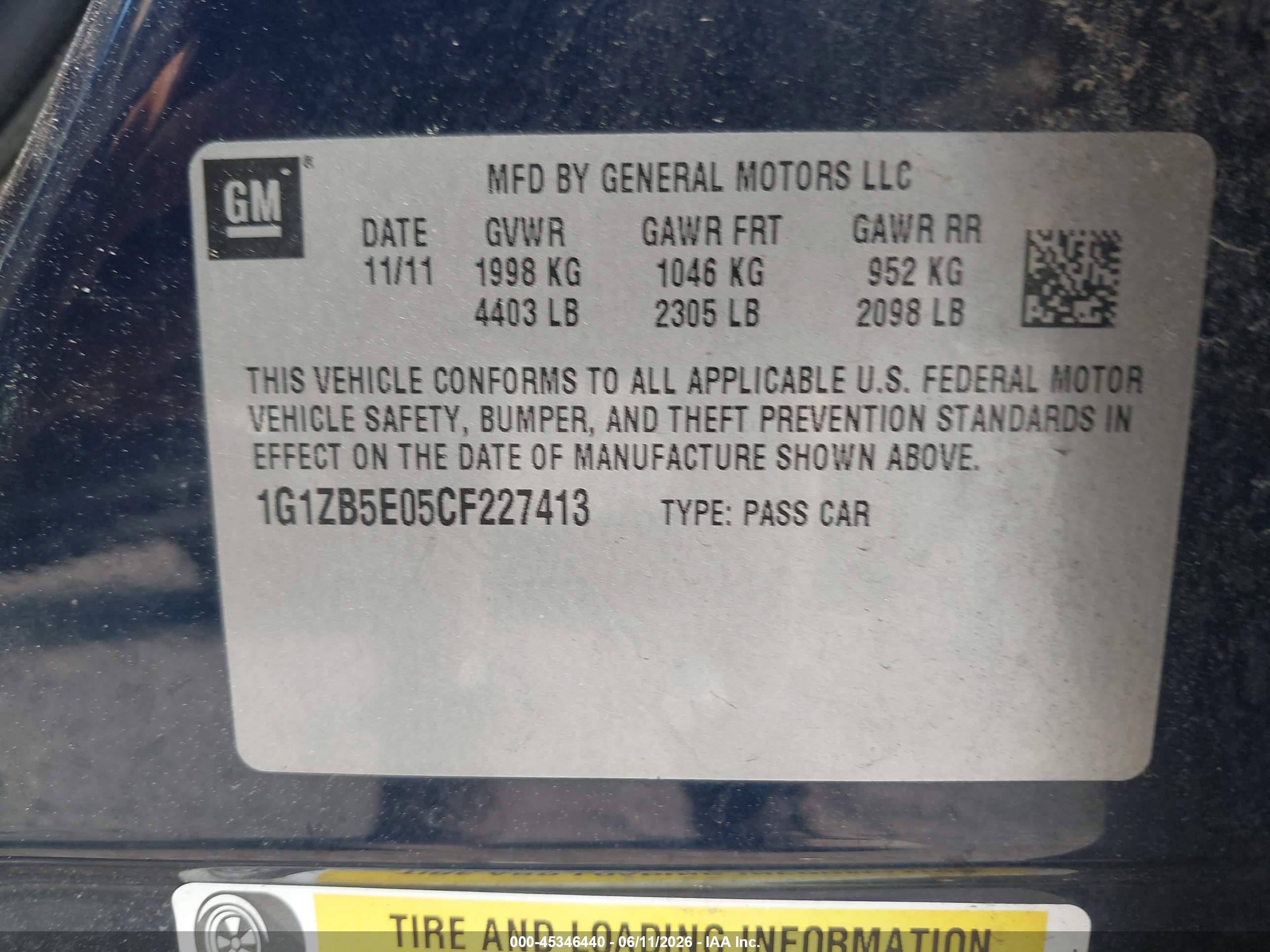 2012 Chevrolet Malibu Ls Blue vin: 1G1ZB5E05CF227413