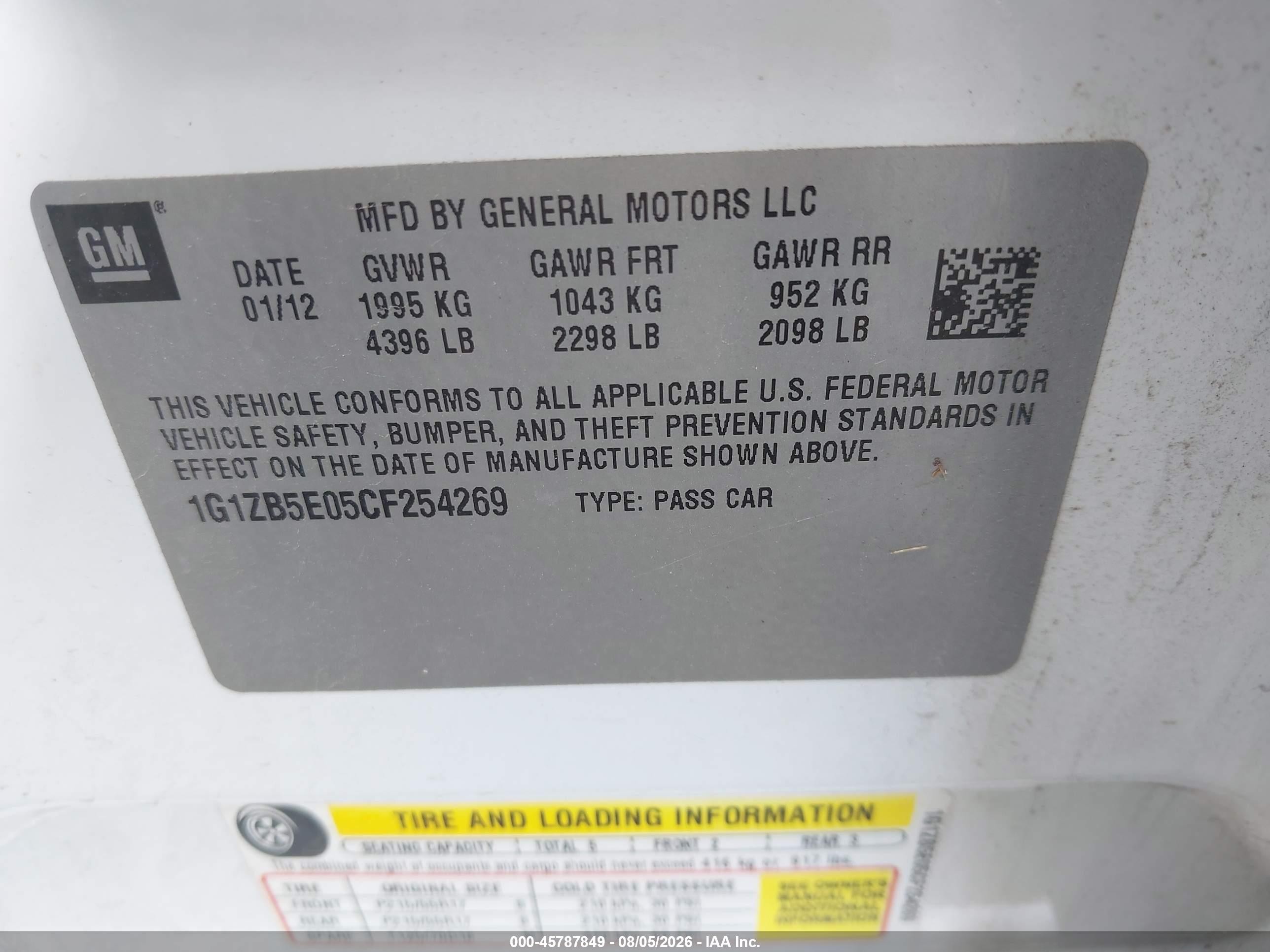 2012 Chevrolet Malibu Ls Yellow vin: 1G1ZB5E05CF254269