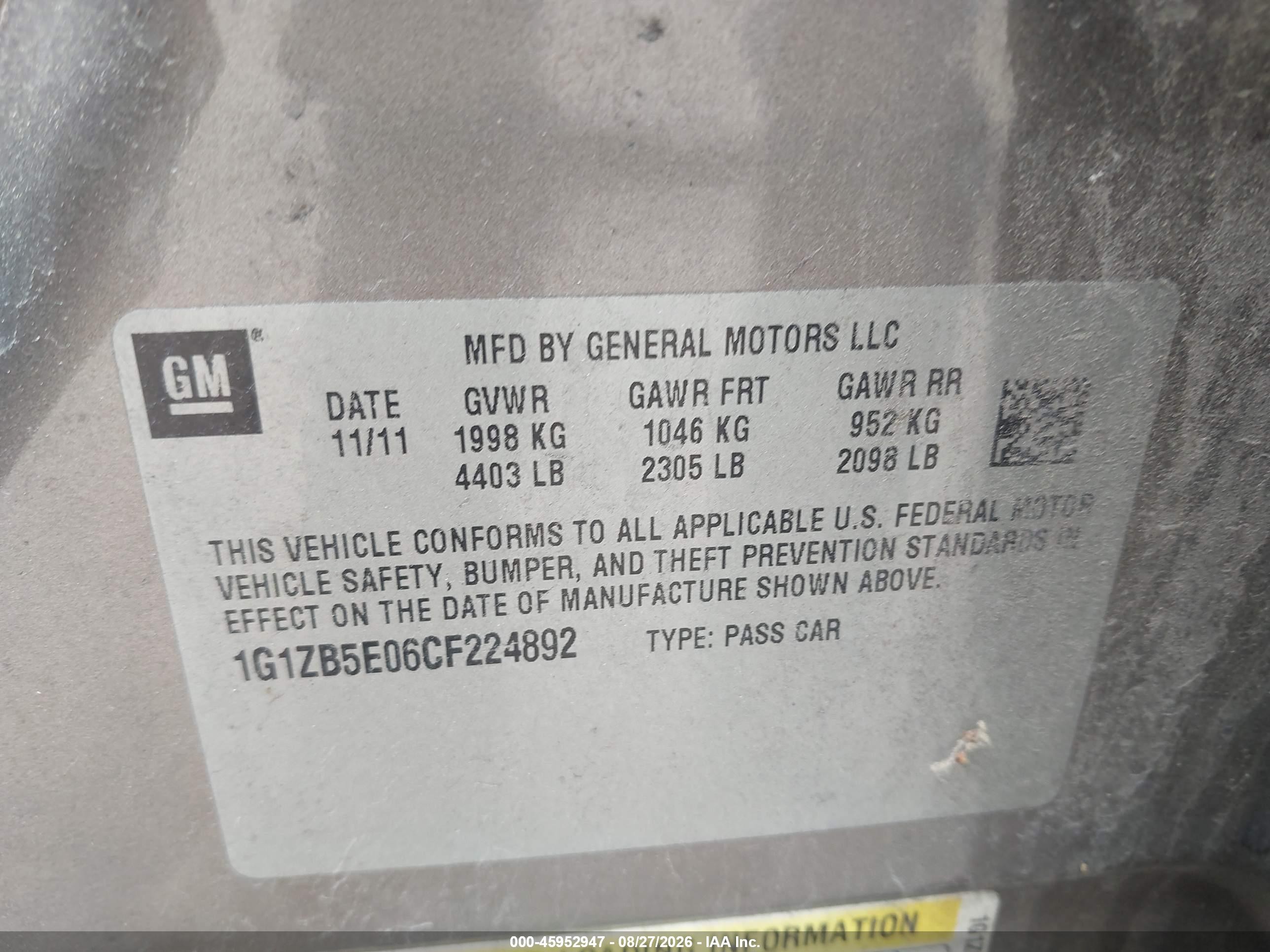 2012 Chevrolet Malibu Ls Dark Brown vin: 1G1ZB5E06CF224892