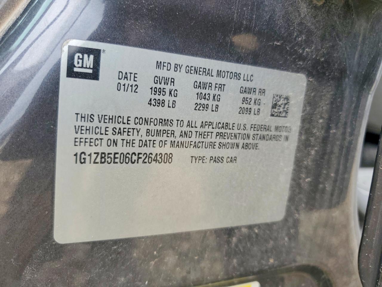 2012 Chevrolet Malibu Ls Gray vin: 1G1ZB5E06CF264308