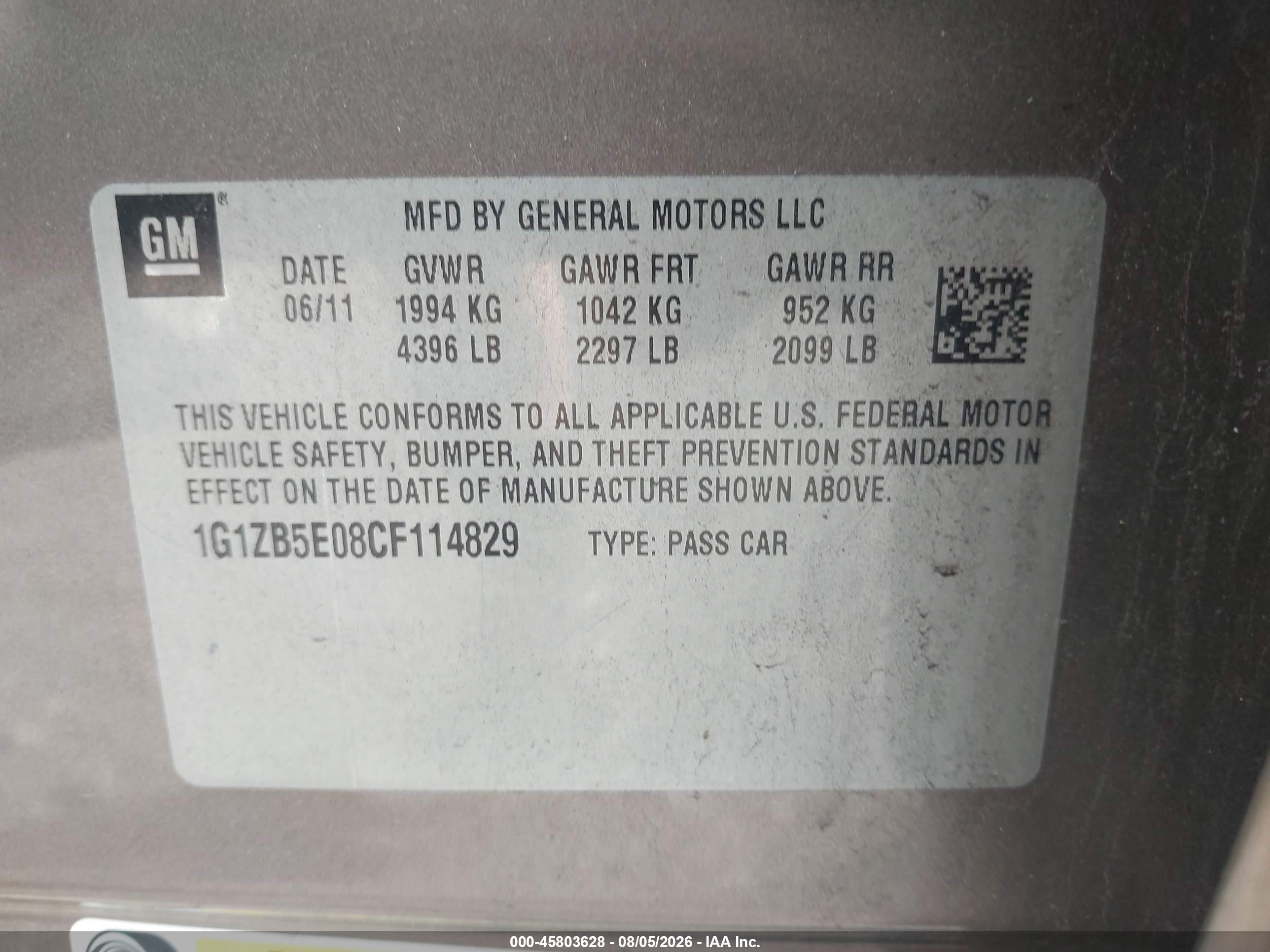 2012 Chevrolet Malibu Ls Brown vin: 1G1ZB5E08CF114829