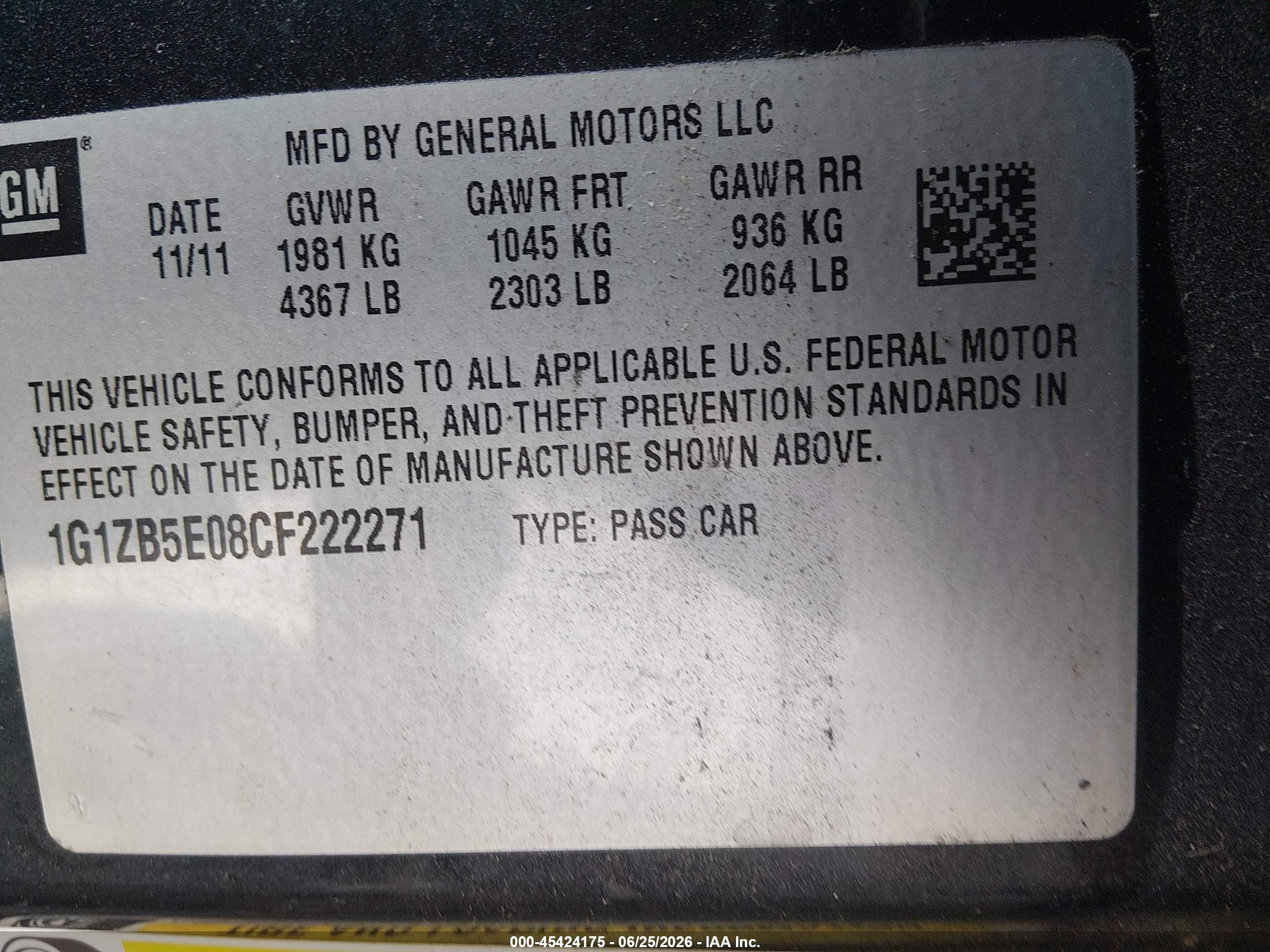 2012 Chevrolet Malibu Ls Black vin: 1G1ZB5E08CF222271