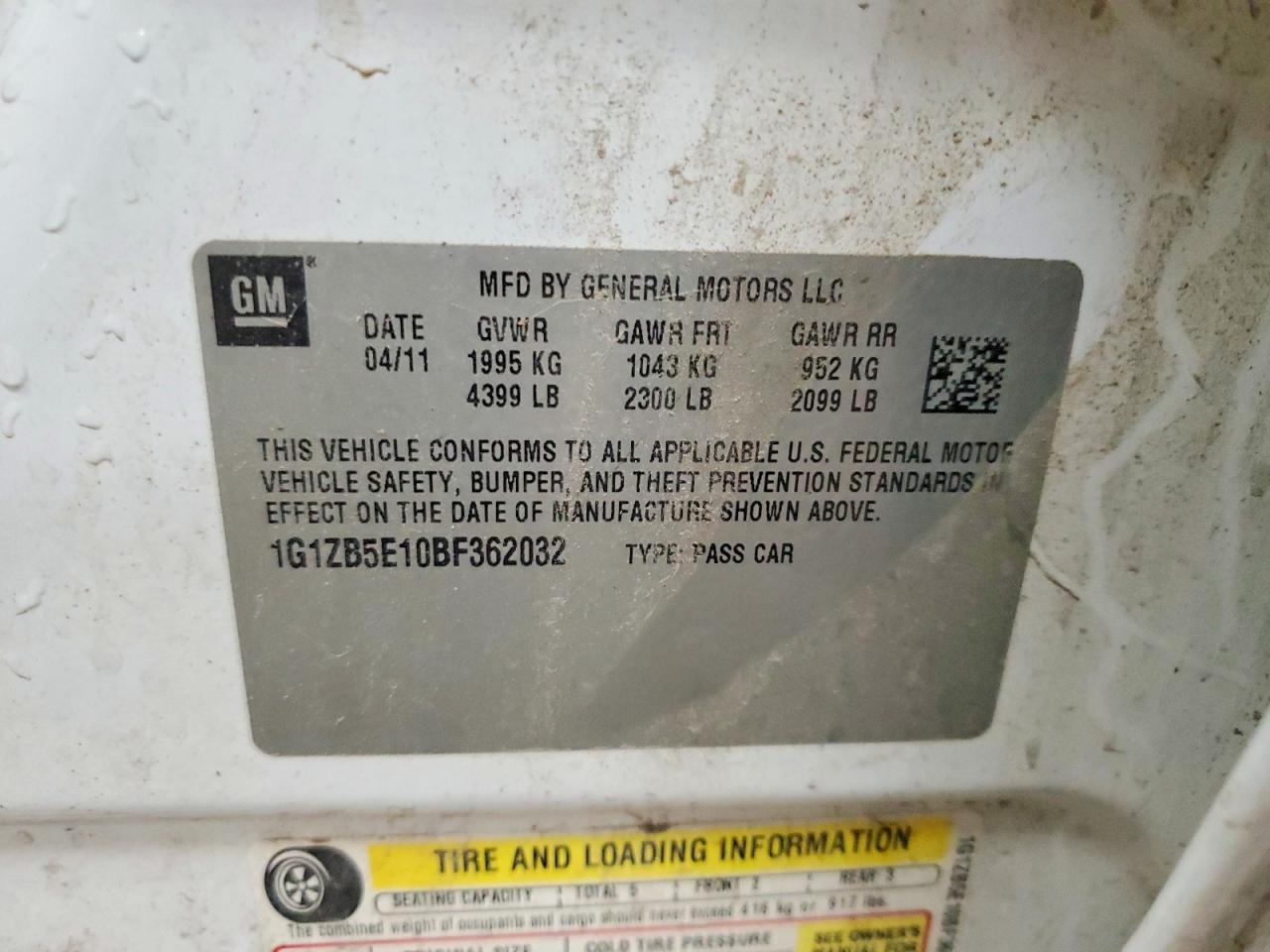 2011 Chevrolet Malibu Ls White vin: 1G1ZB5E10BF362032