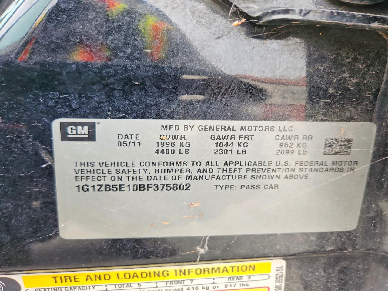 2011 Chevrolet Malibu Ls Black vin: 1G1ZB5E10BF375802