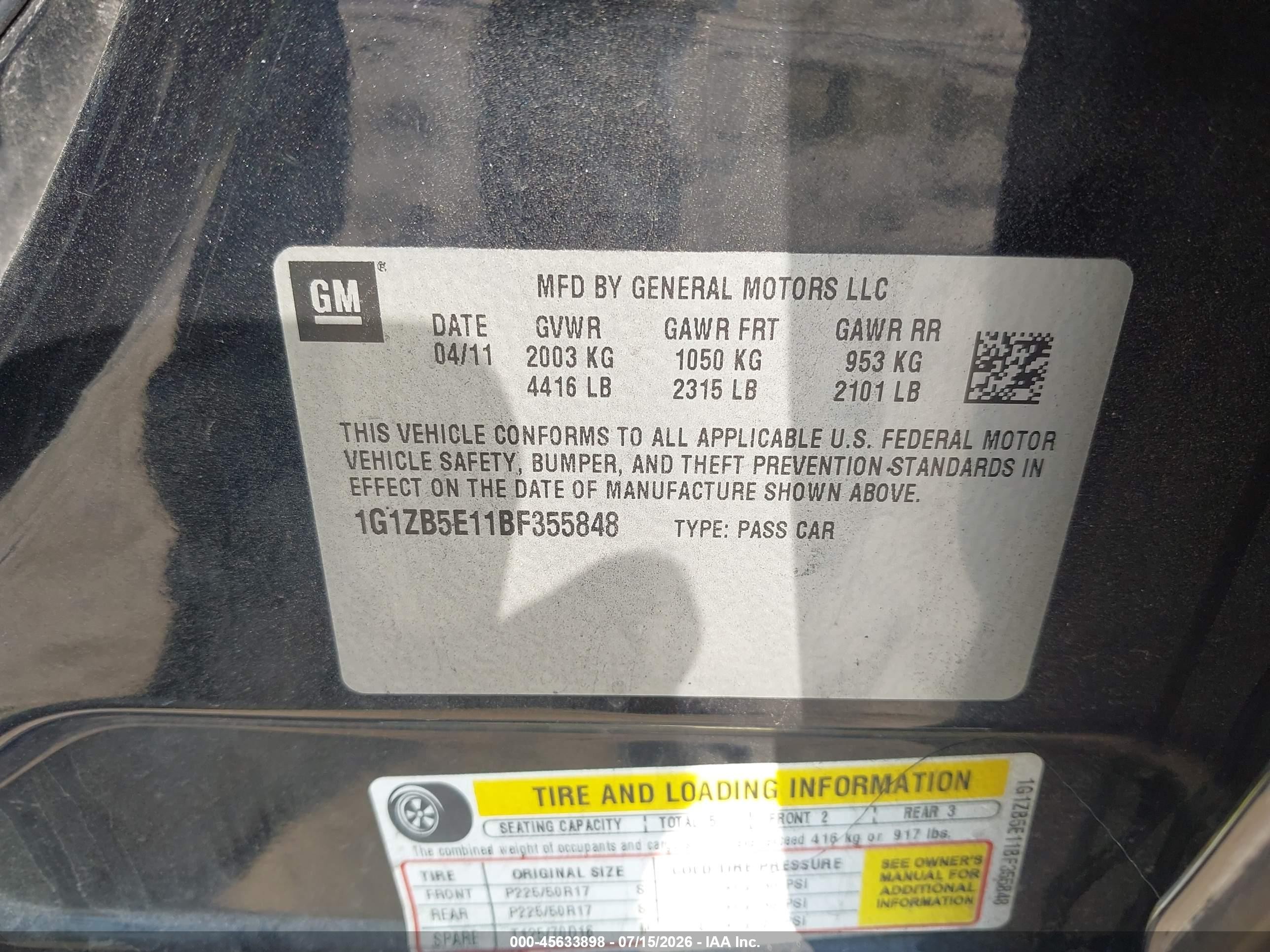 2011 Chevrolet Malibu Ls Black vin: 1G1ZB5E11BF355848