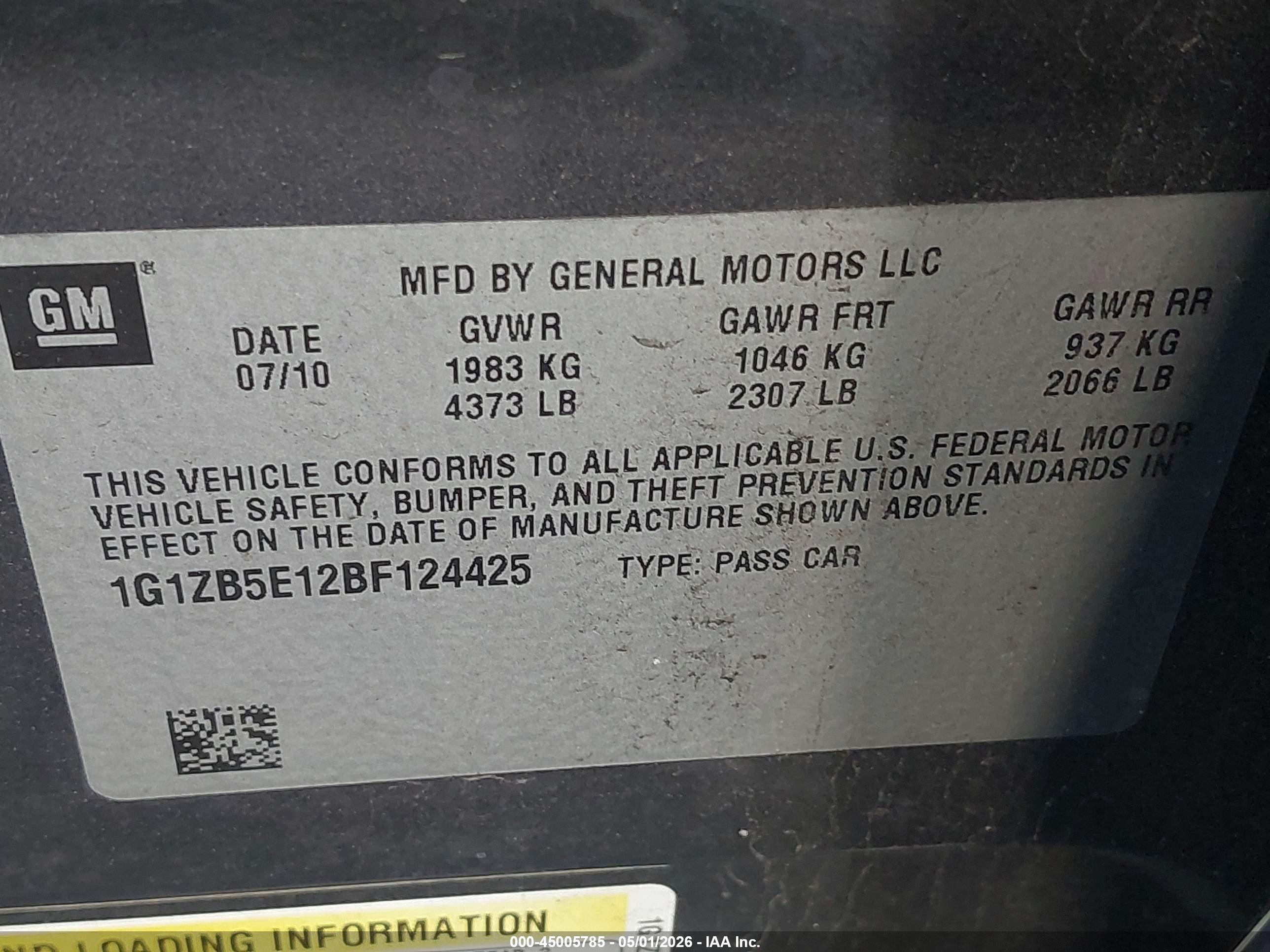2011 Chevrolet Malibu Ls Gray vin: 1G1ZB5E12BF124425