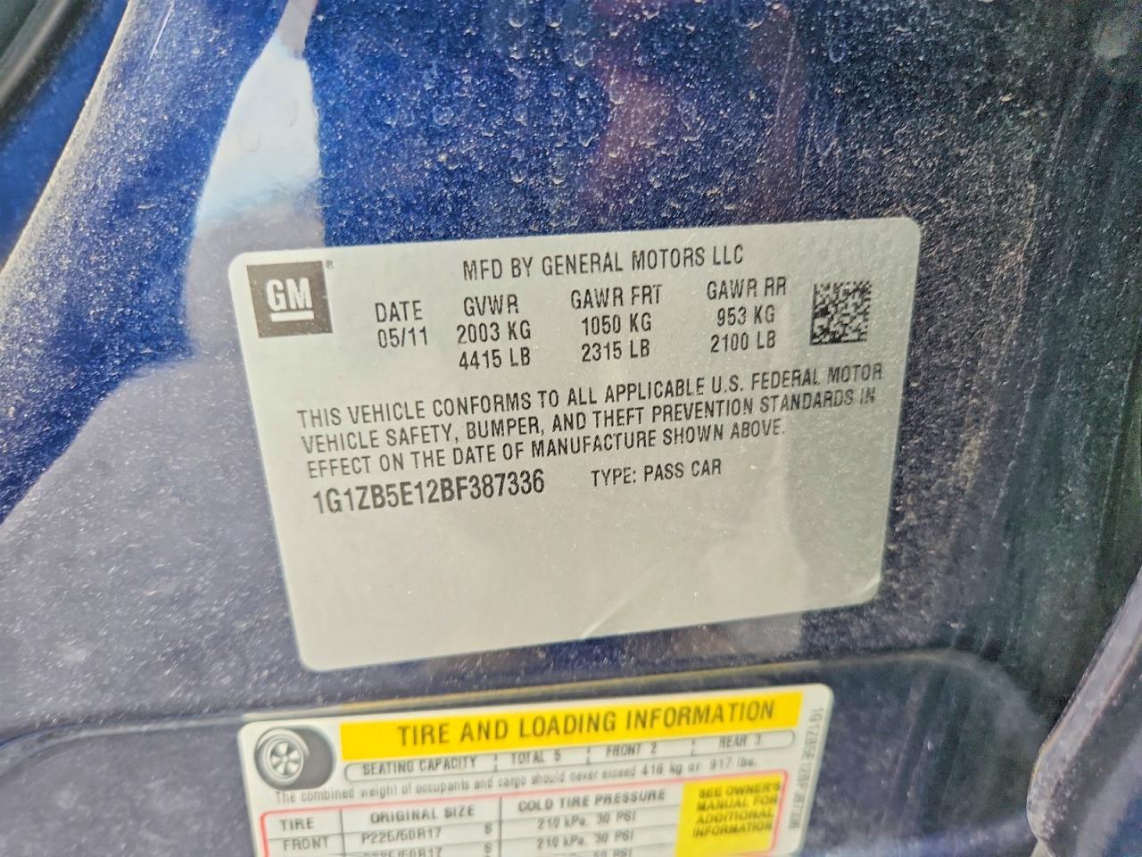2011 Chevrolet Malibu Ls Blue vin: 1G1ZB5E12BF387336