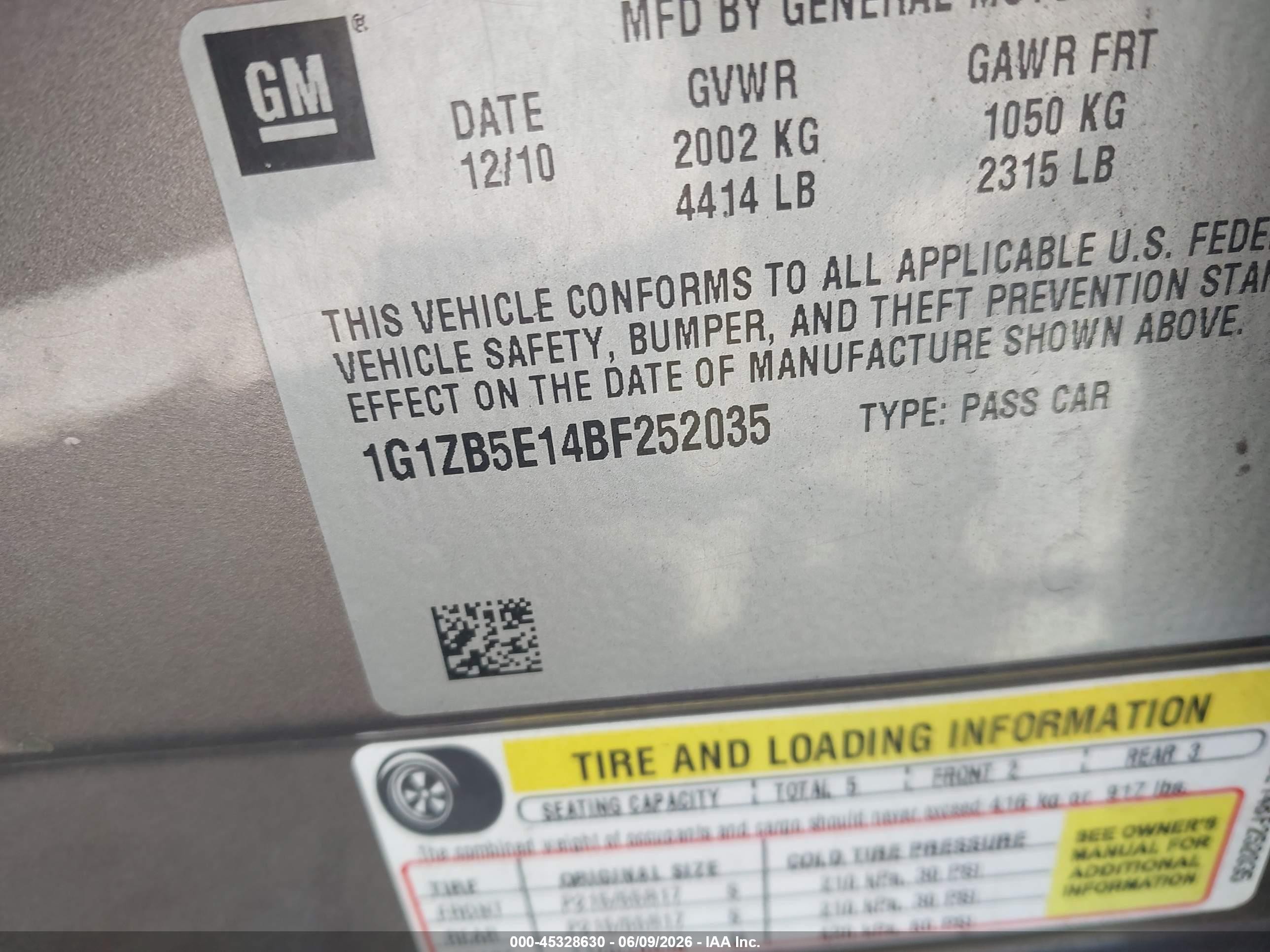 2011 Chevrolet Malibu Ls Gold vin: 1G1ZB5E14BF252035