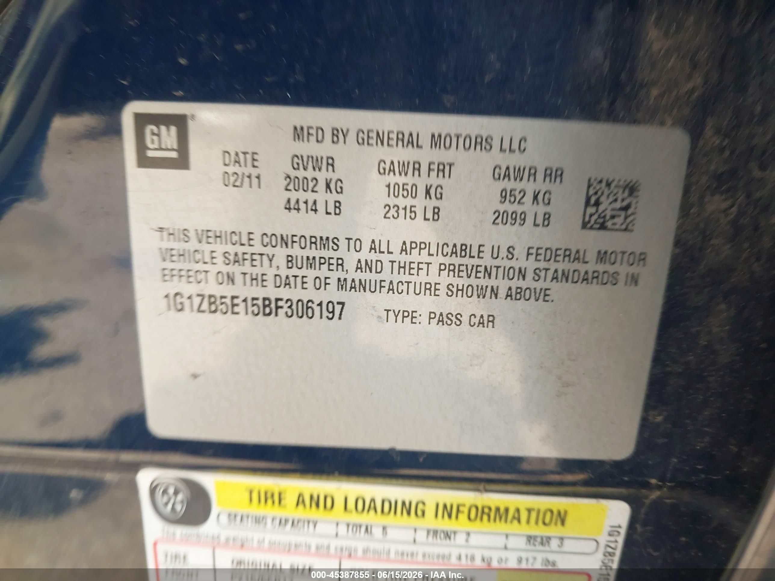 2011 Chevrolet Malibu Ls Blue vin: 1G1ZB5E15BF306197