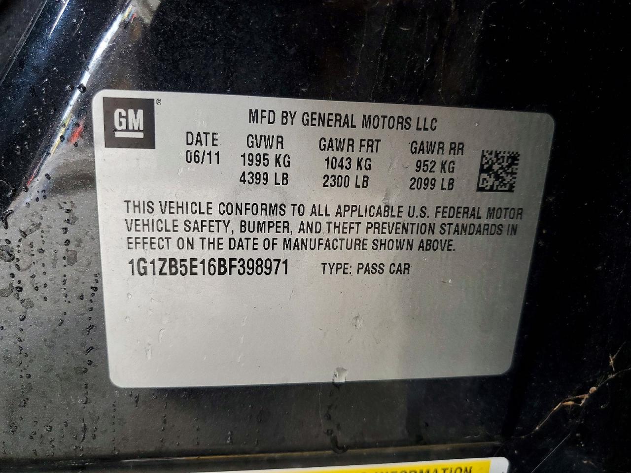 2011 Chevrolet Malibu Ls Black vin: 1G1ZB5E16BF398971