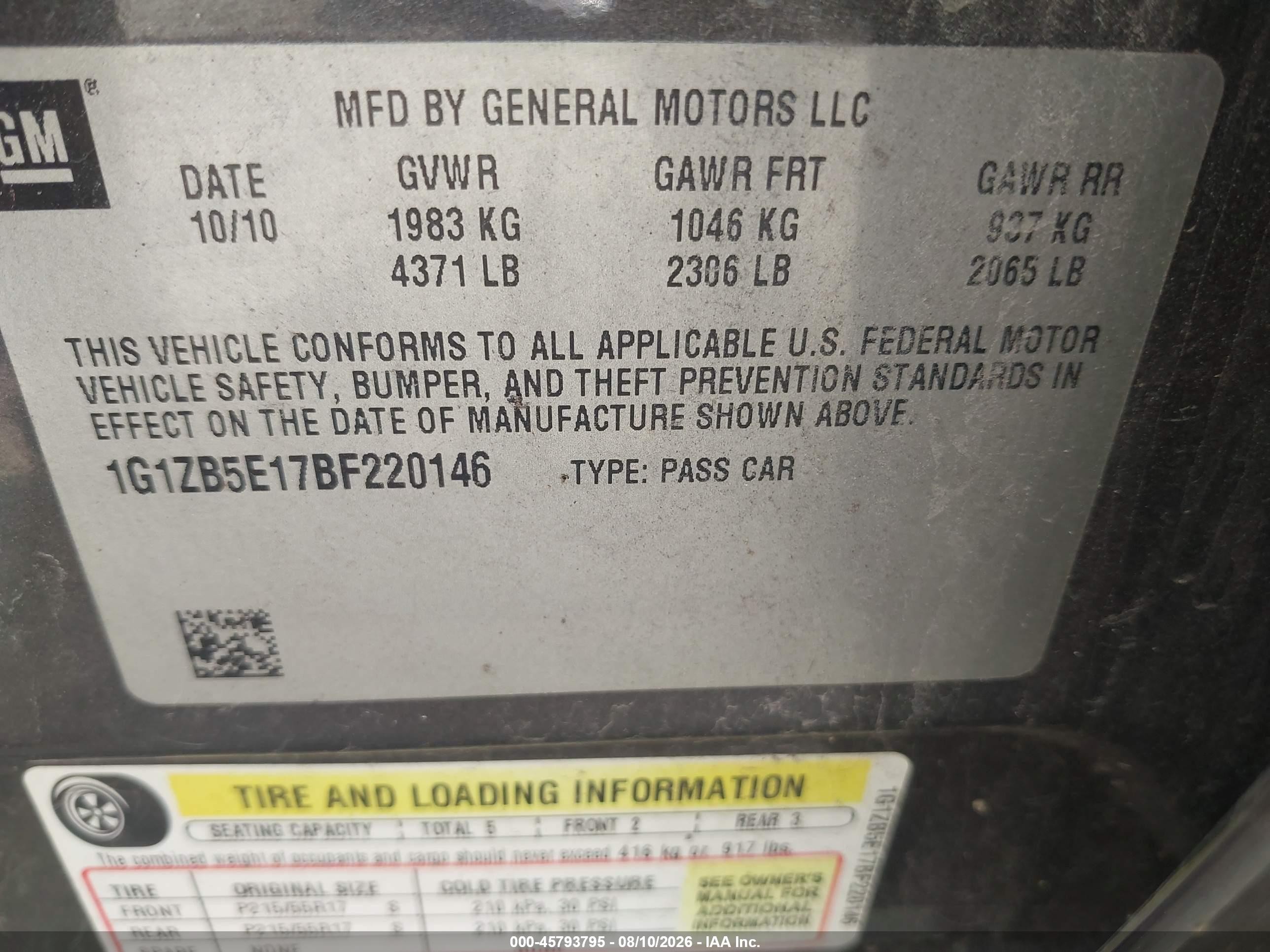 2011 Chevrolet Malibu Ls Blue vin: 1G1ZB5E17BF220146