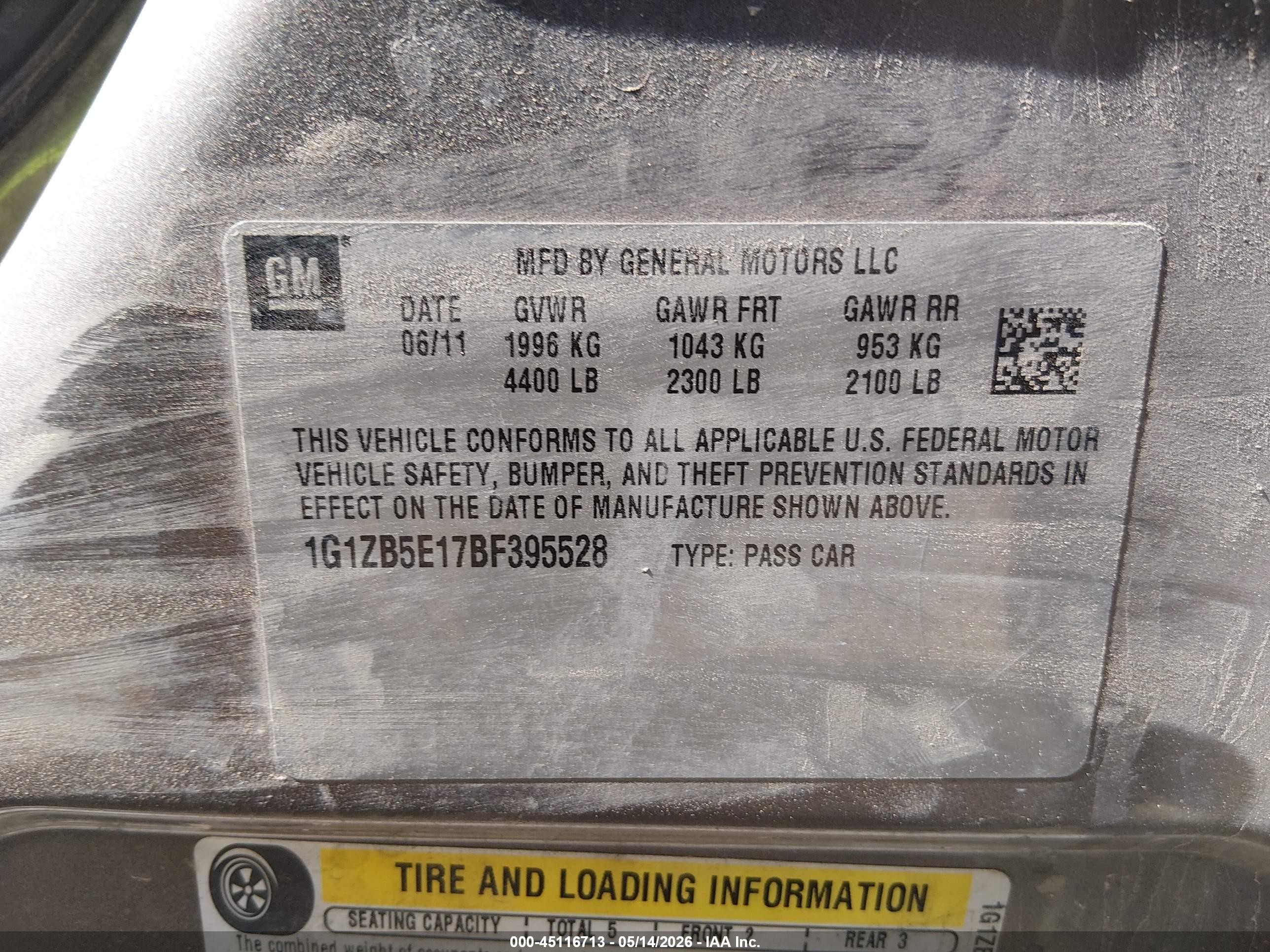 2011 Chevrolet Malibu Ls Beige vin: 1G1ZB5E17BF395528