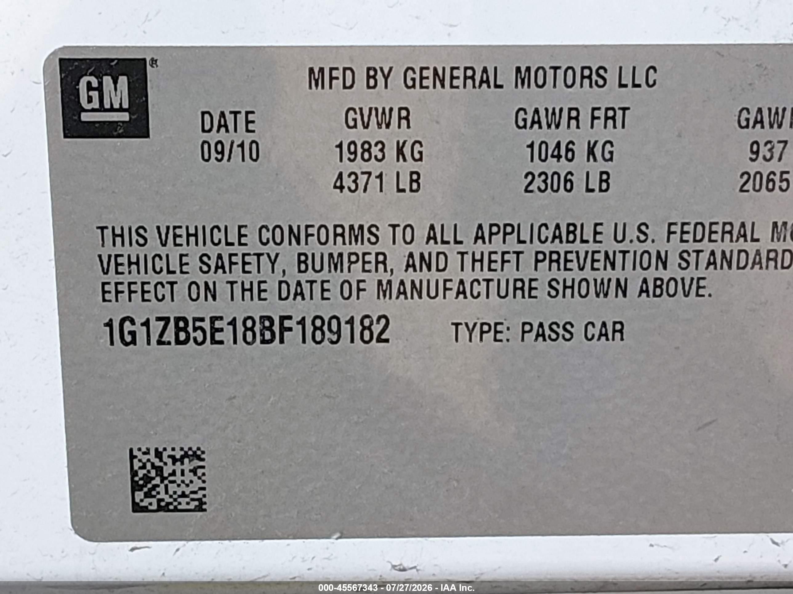 2011 Chevrolet Malibu Ls White vin: 1G1ZB5E18BF189182
