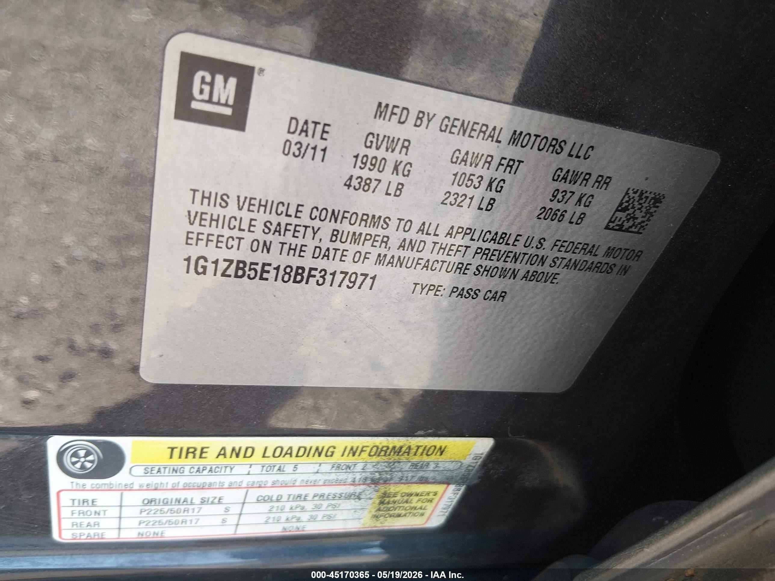 2011 Chevrolet Malibu Ls Gray vin: 1G1ZB5E18BF317971