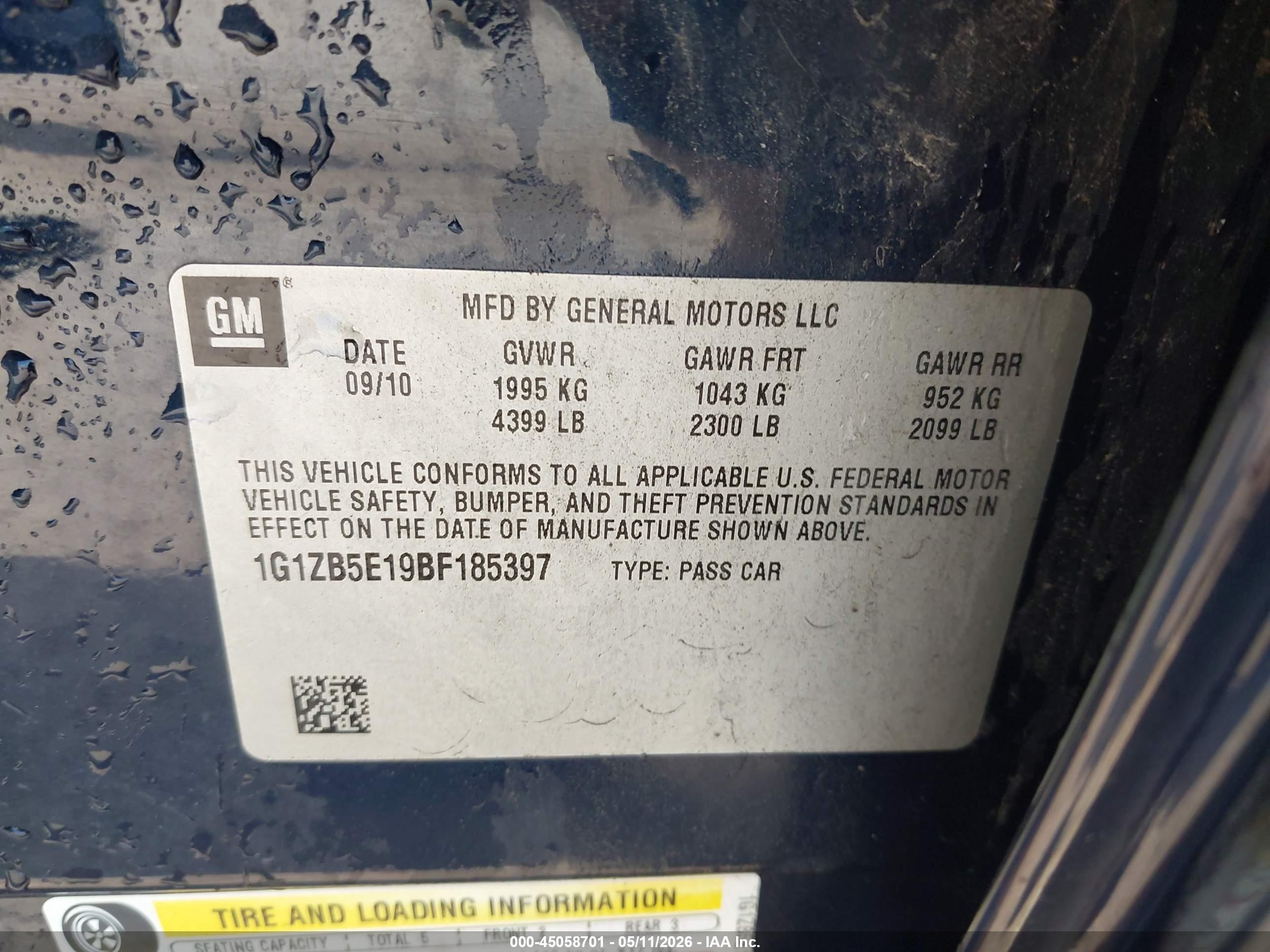 2011 Chevrolet Malibu Ls Dark Blue vin: 1G1ZB5E19BF185397