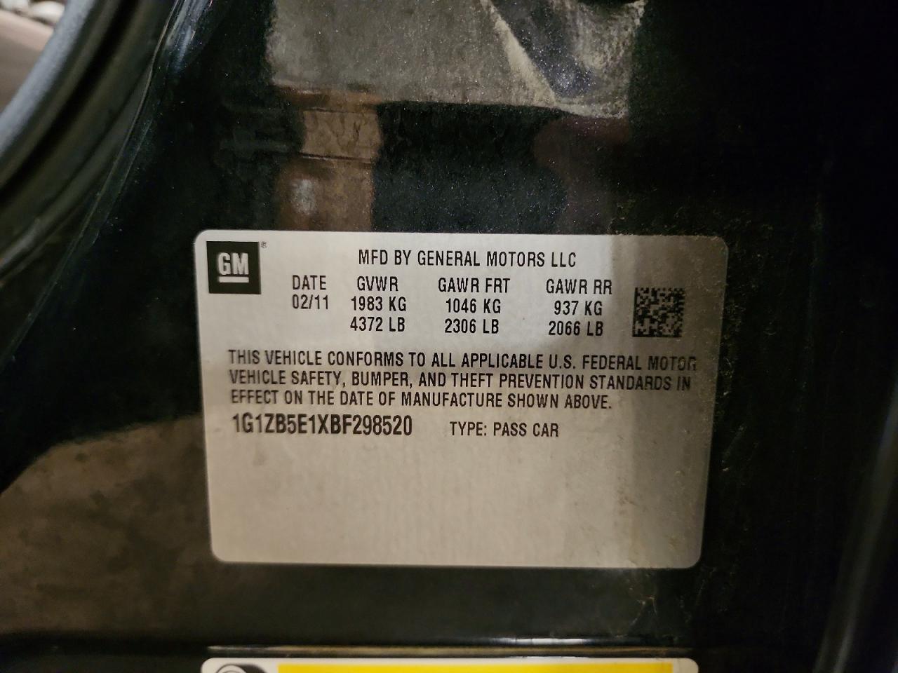 2011 Chevrolet Malibu Ls Черный vin: 1G1ZB5E1XBF298520