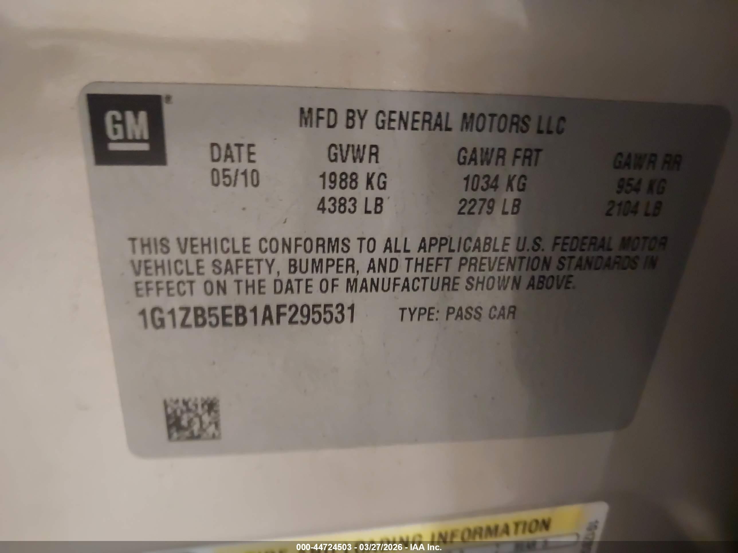 2010 Chevrolet Malibu Ls Gold vin: 1G1ZB5EB1AF295531
