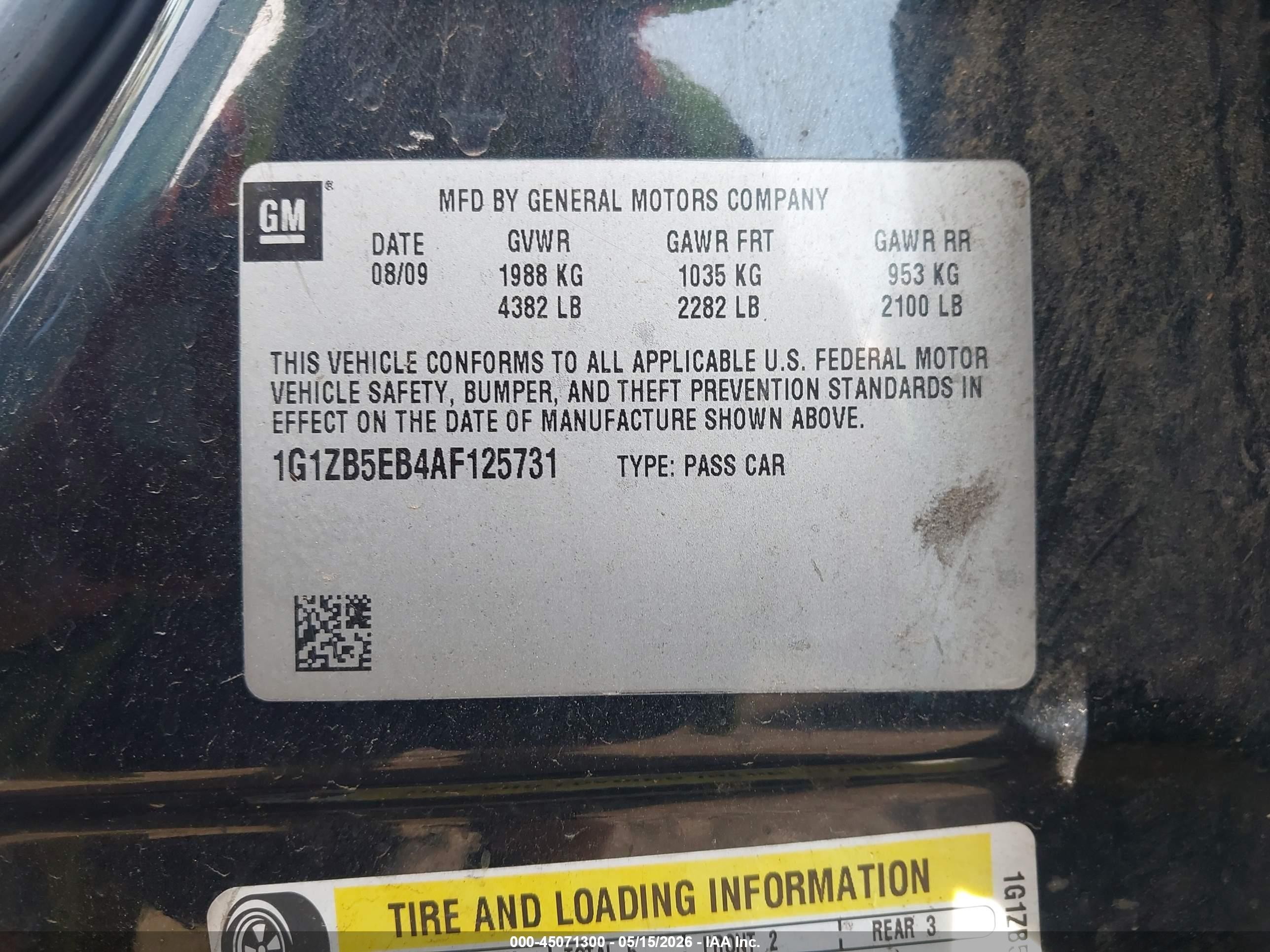2010 Chevrolet Malibu Ls Black vin: 1G1ZB5EB4AF125731