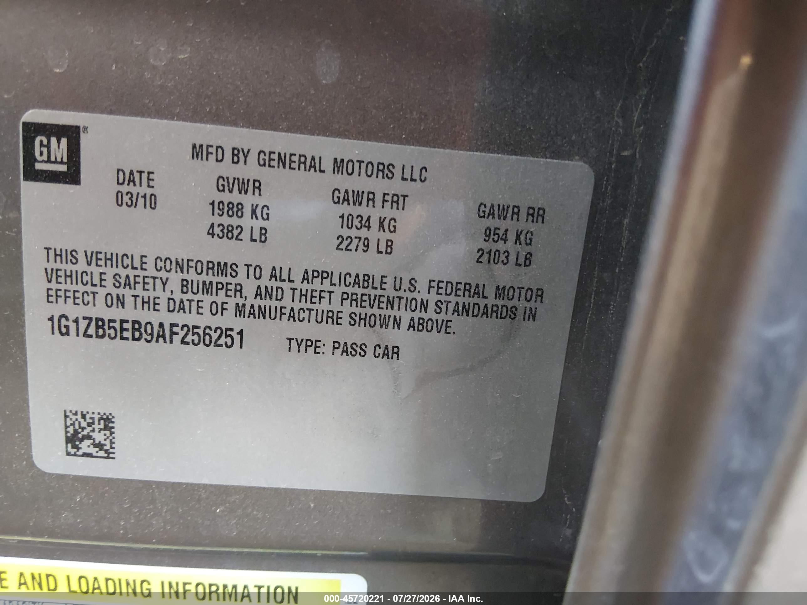 2010 Chevrolet Malibu Ls Gray vin: 1G1ZB5EB9AF256251