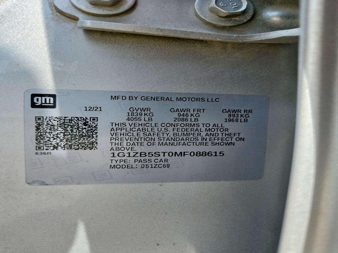 2021 Chevrolet Malibu Ls Серебряный vin: 1G1ZB5ST0MF088615