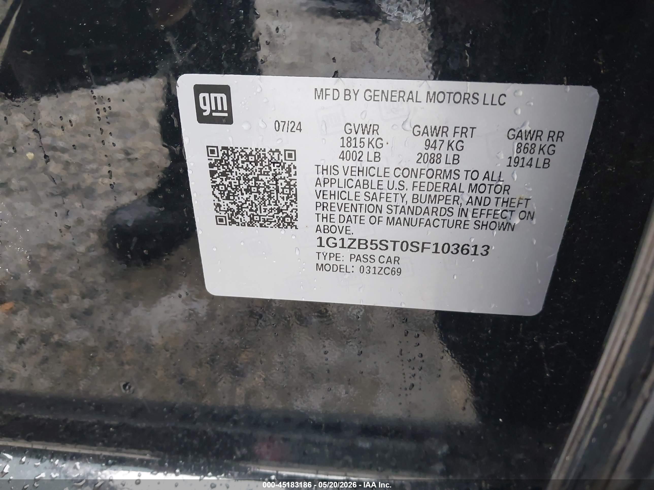 2025 Chevrolet Malibu Fwd Ls Black vin: 1G1ZB5ST0SF103613