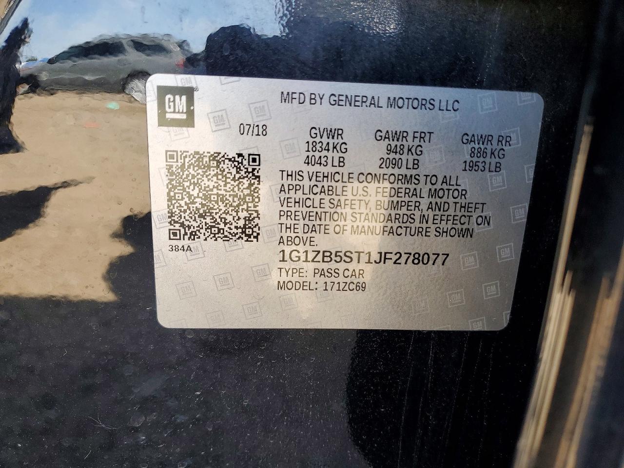 2018 Chevrolet Malibu Ls Black vin: 1G1ZB5ST1JF278077