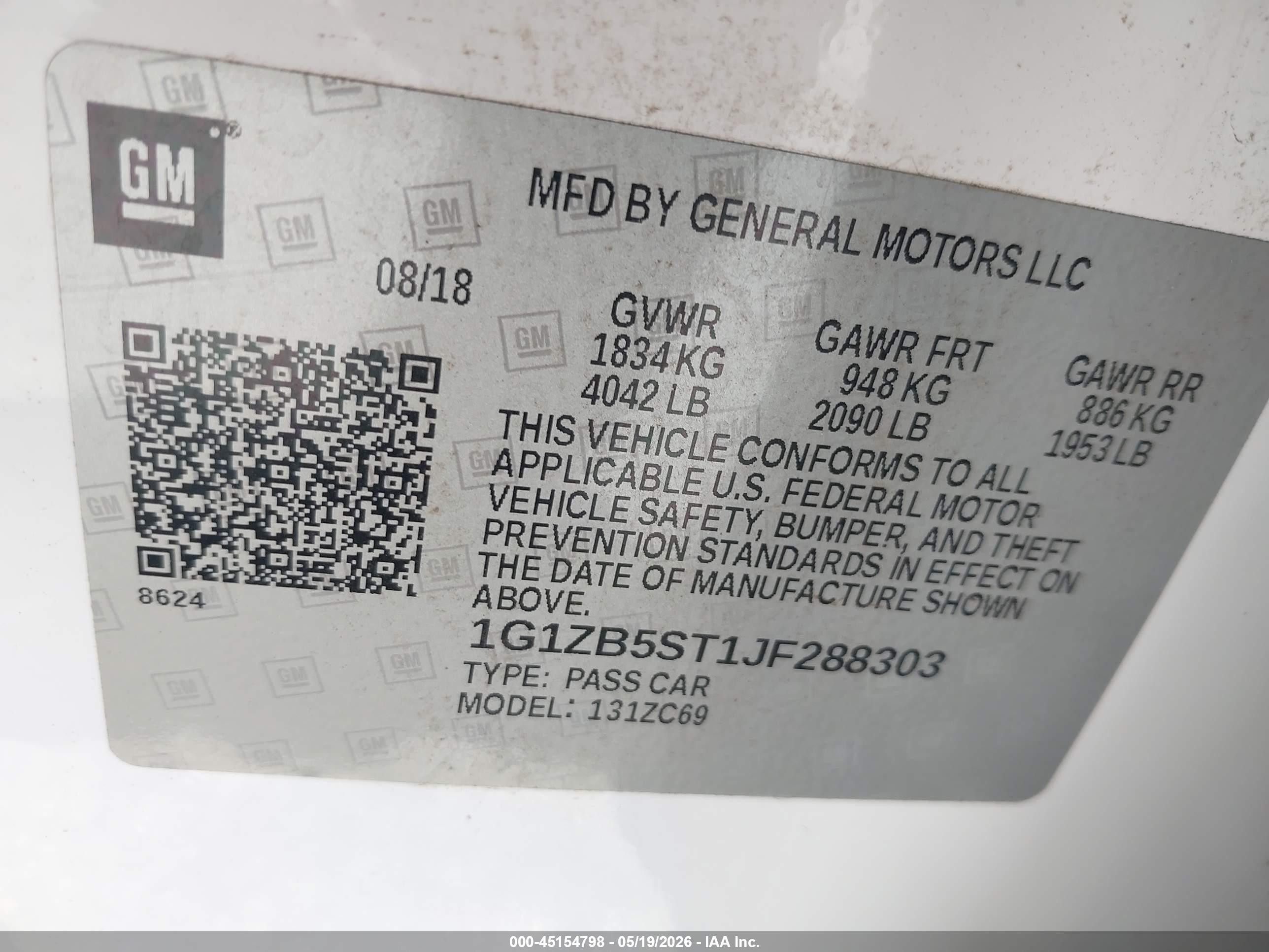 2018 Chevrolet Malibu 1ls White vin: 1G1ZB5ST1JF288303