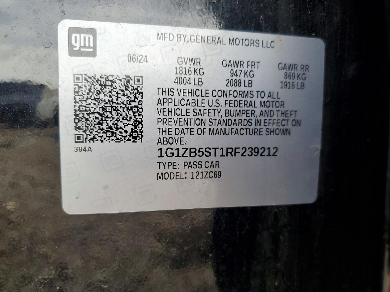 2024 Chevrolet Malibu Ls Black vin: 1G1ZB5ST1RF239212