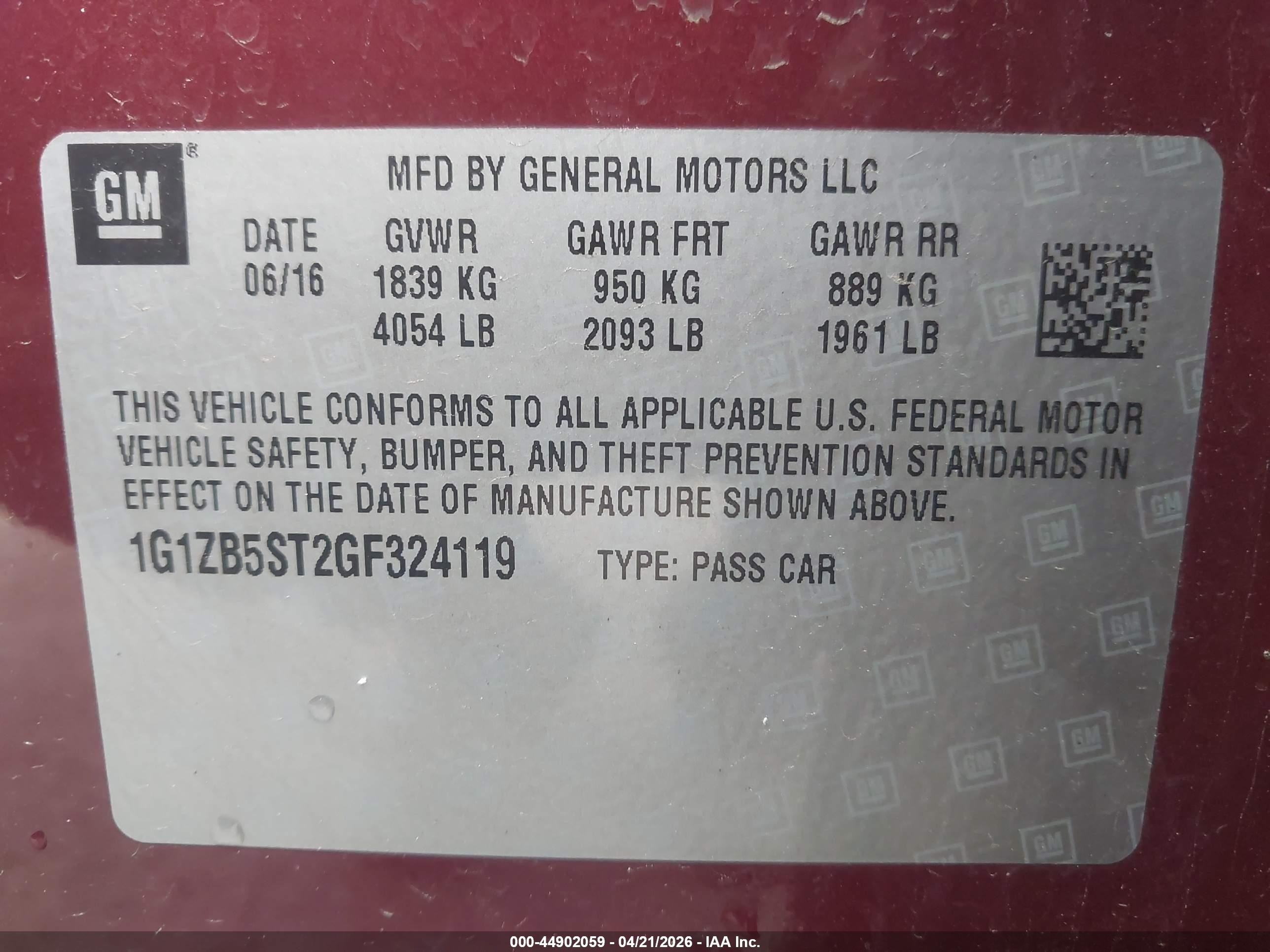 2016 Chevrolet Malibu Ls Maroon vin: 1G1ZB5ST2GF324119